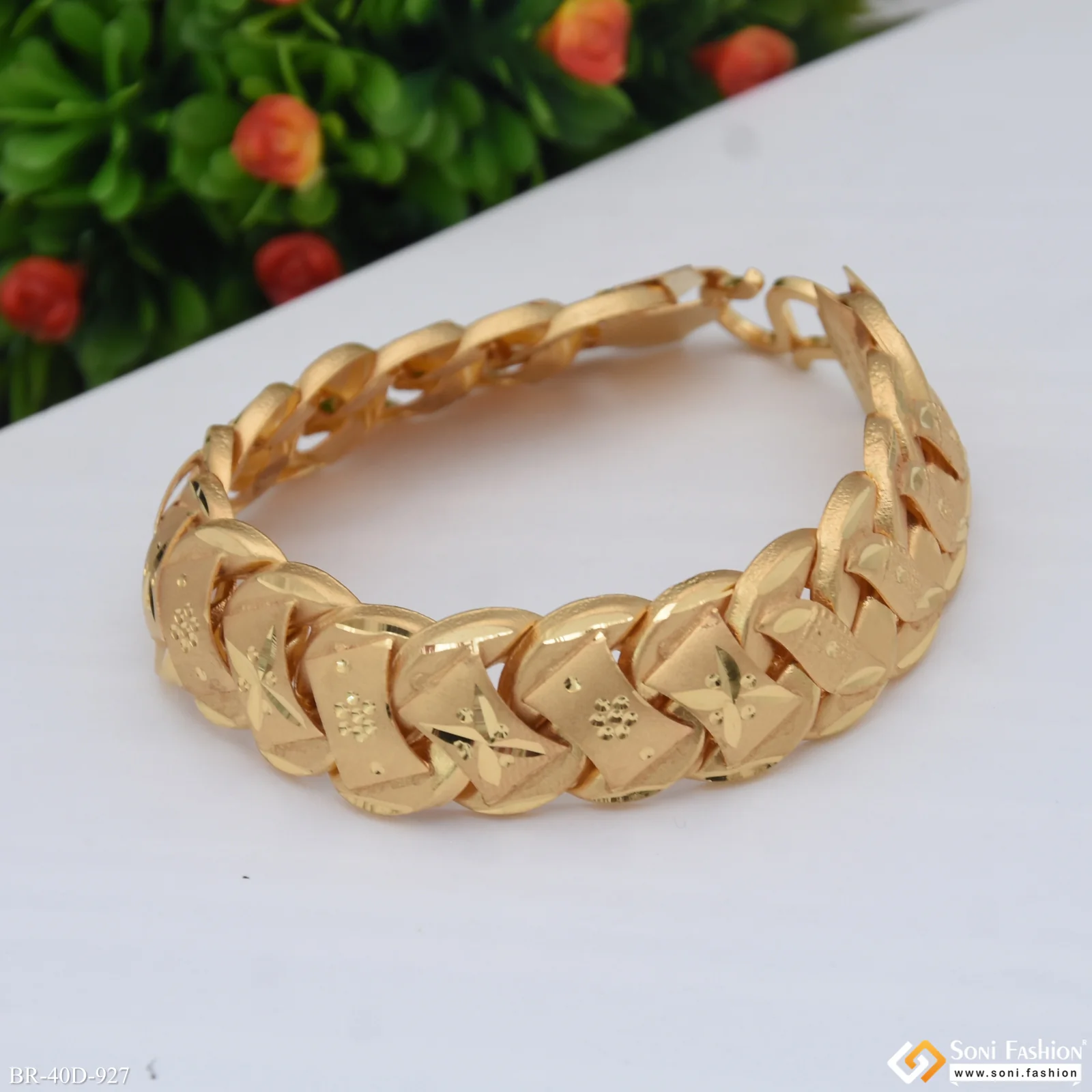 1 Gram Gold Plated 2 In 1 Pokal Bracelet for Men - Style D927 - Image 3
