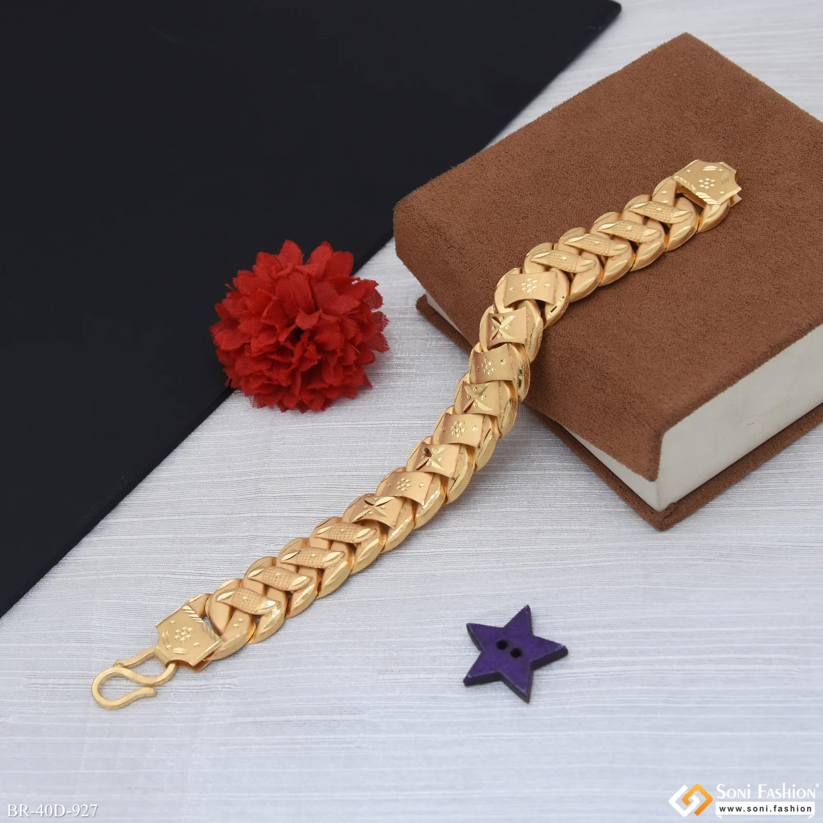 1 Gram Gold Plated 2 In 1 Pokal Bracelet for Men - Style D927 - Image 4