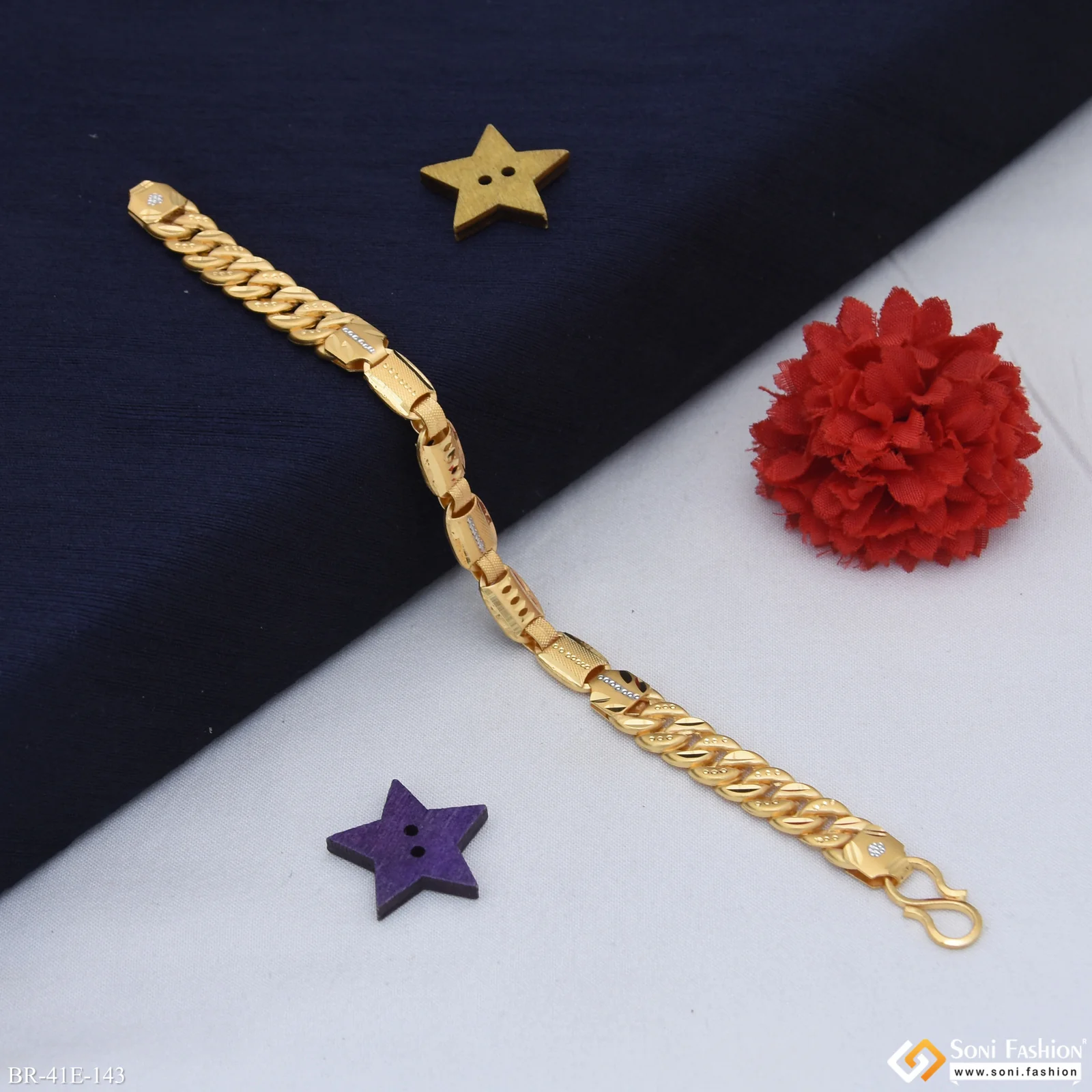 1 Gram Gold Plated 2 In 1 Pokal Bracelet for Men - Style E143 - Image 5
