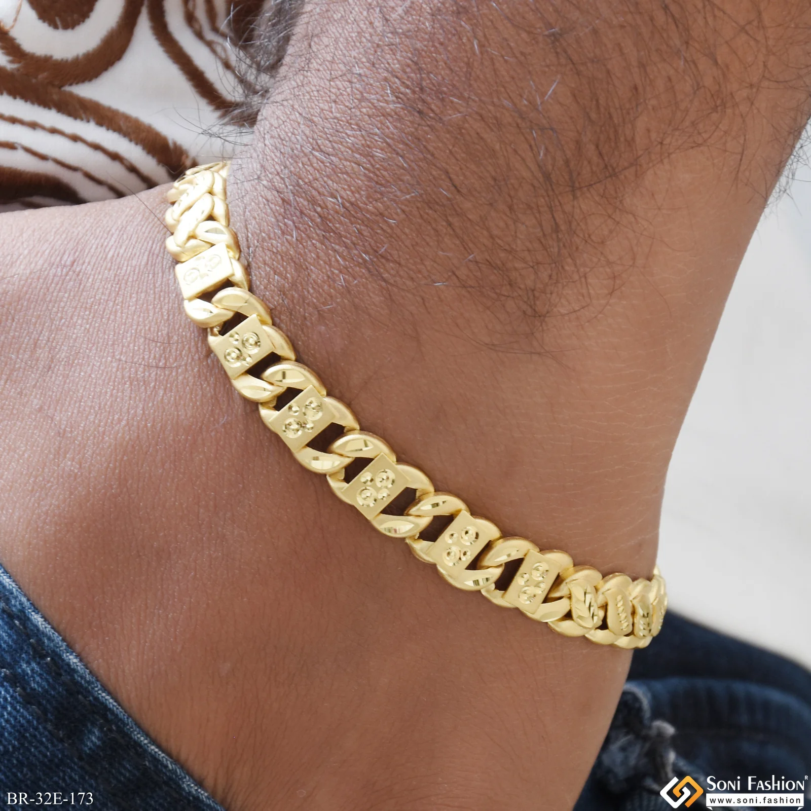 1 Gram Gold Plated 2 In 1 Pokal Bracelet for Men - Style E173