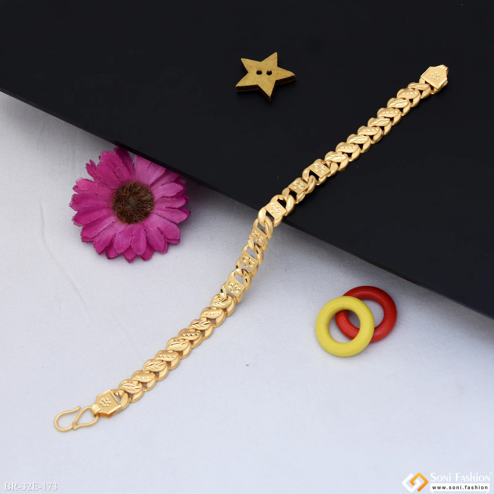 1 Gram Gold Plated 2 In 1 Pokal Bracelet for Men - Style E173 - Image 5