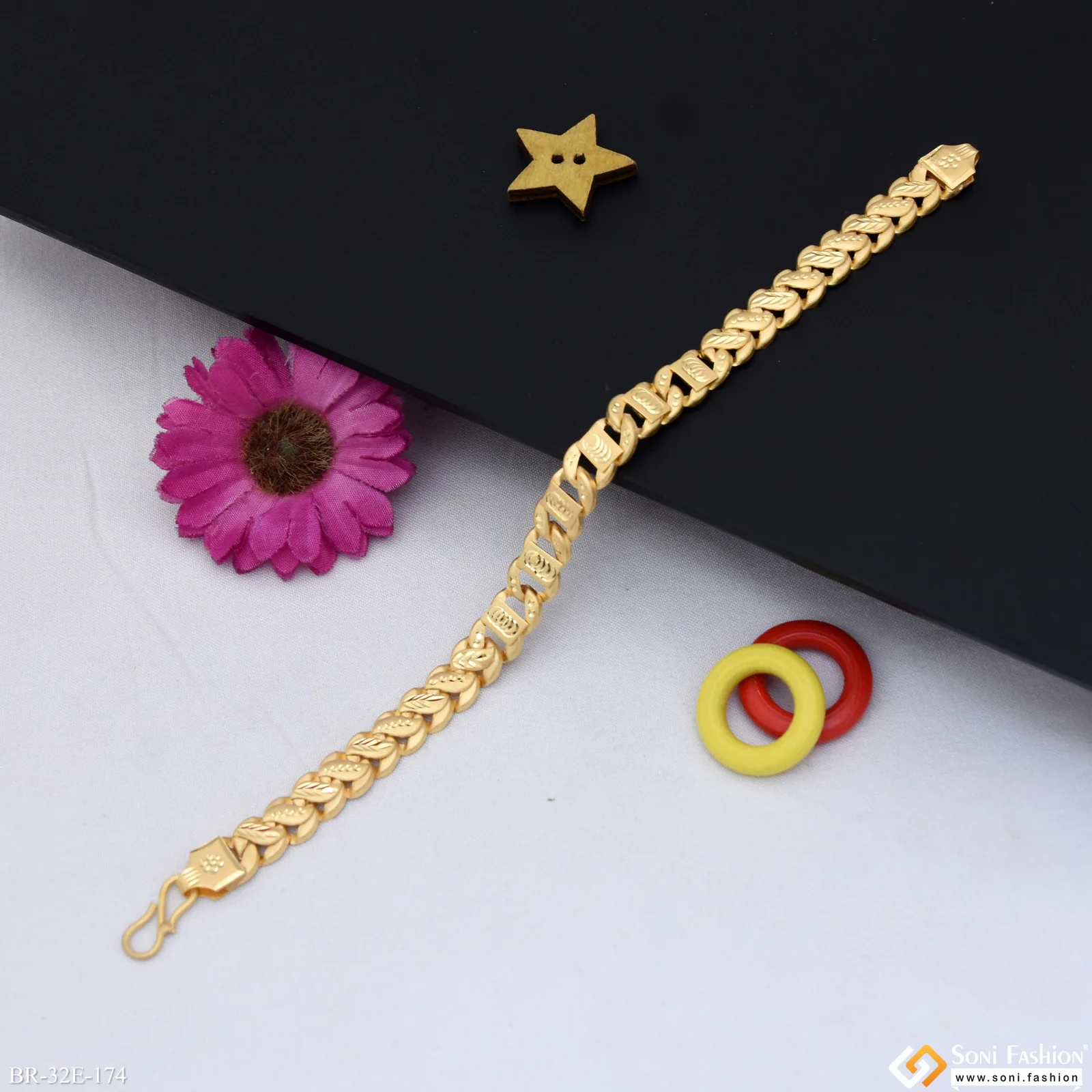 1 Gram Gold Plated 2 In 1 Pokal Bracelet for Men - Style E174 - Image 5