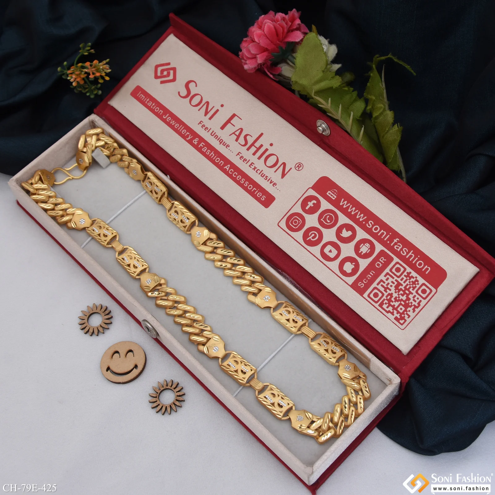 1 Gram Gold Plated 2 In 1 Pokal Chain for Men - Style E425 - Image 3