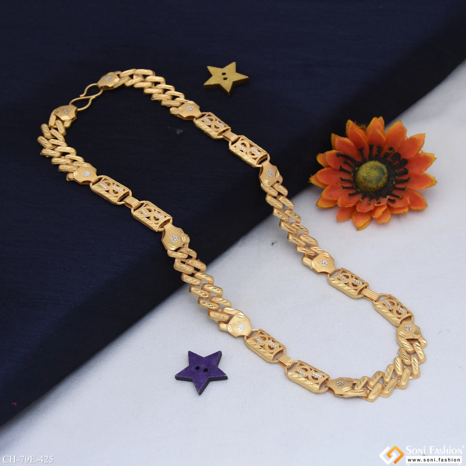 1 Gram Gold Plated 2 In 1 Pokal Chain for Men - Style E425 - Image 5