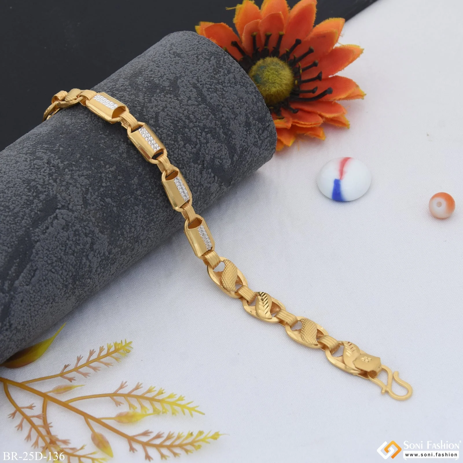 1 Gram Gold Plated 2 In 1 Prominent Design Kohli Bracelet for Men - Style D136 - Image 5
