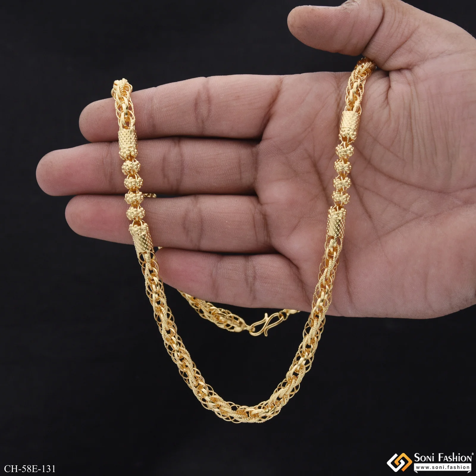 1 Gram Gold Plated 2 In 1 Rassa Chain for Men - Style E131 - Image 2