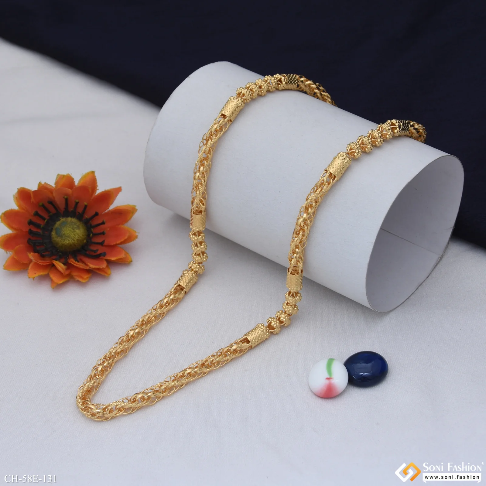 1 Gram Gold Plated 2 In 1 Rassa Chain for Men - Style E131 - Image 3