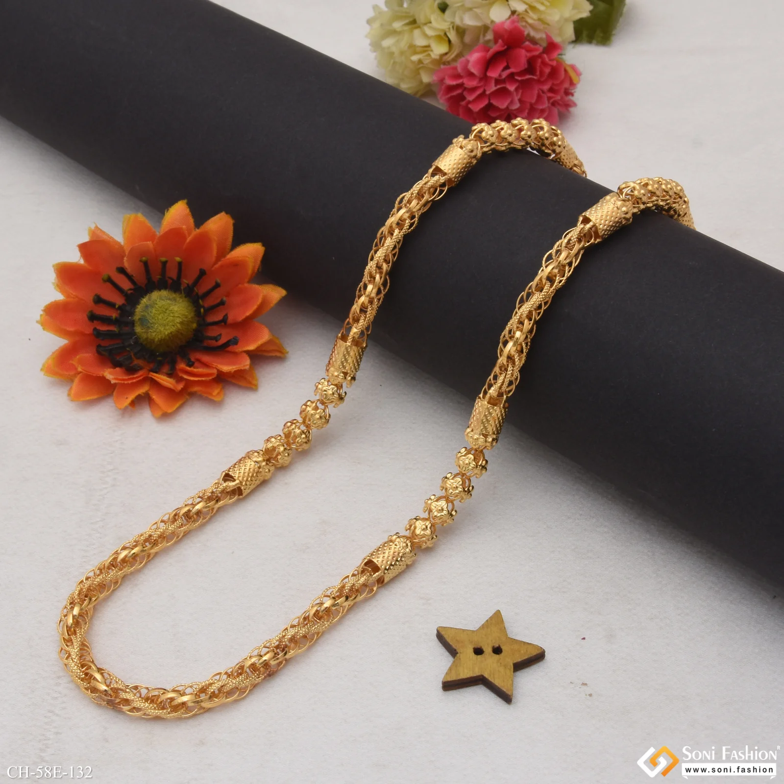 1 Gram Gold Plated 2 In 1 Rassa Chain for Men - Style E132 - Image 3