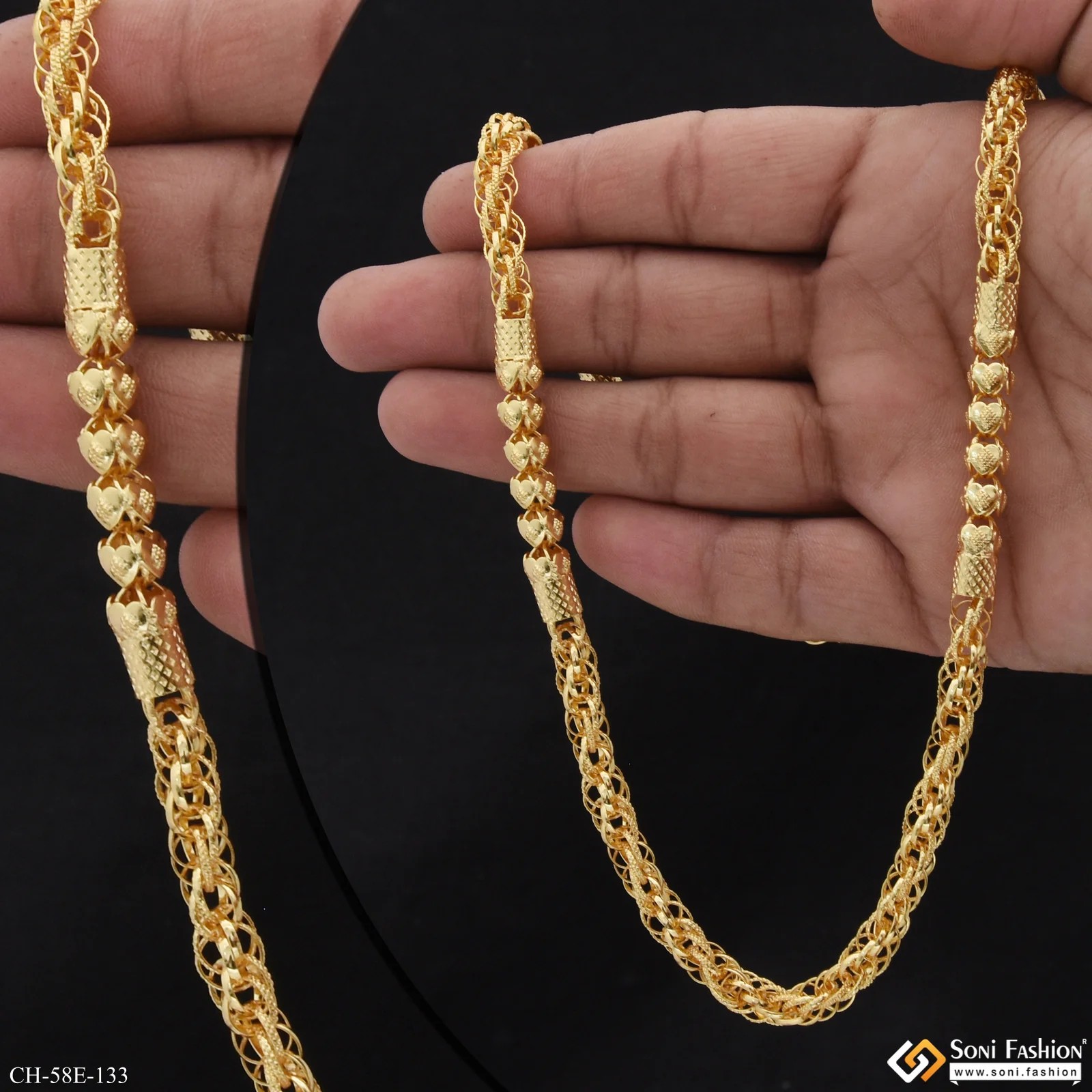 1 Gram Gold Plated 2 In 1 Rassa Chain for Men - Style E133 - Image 2