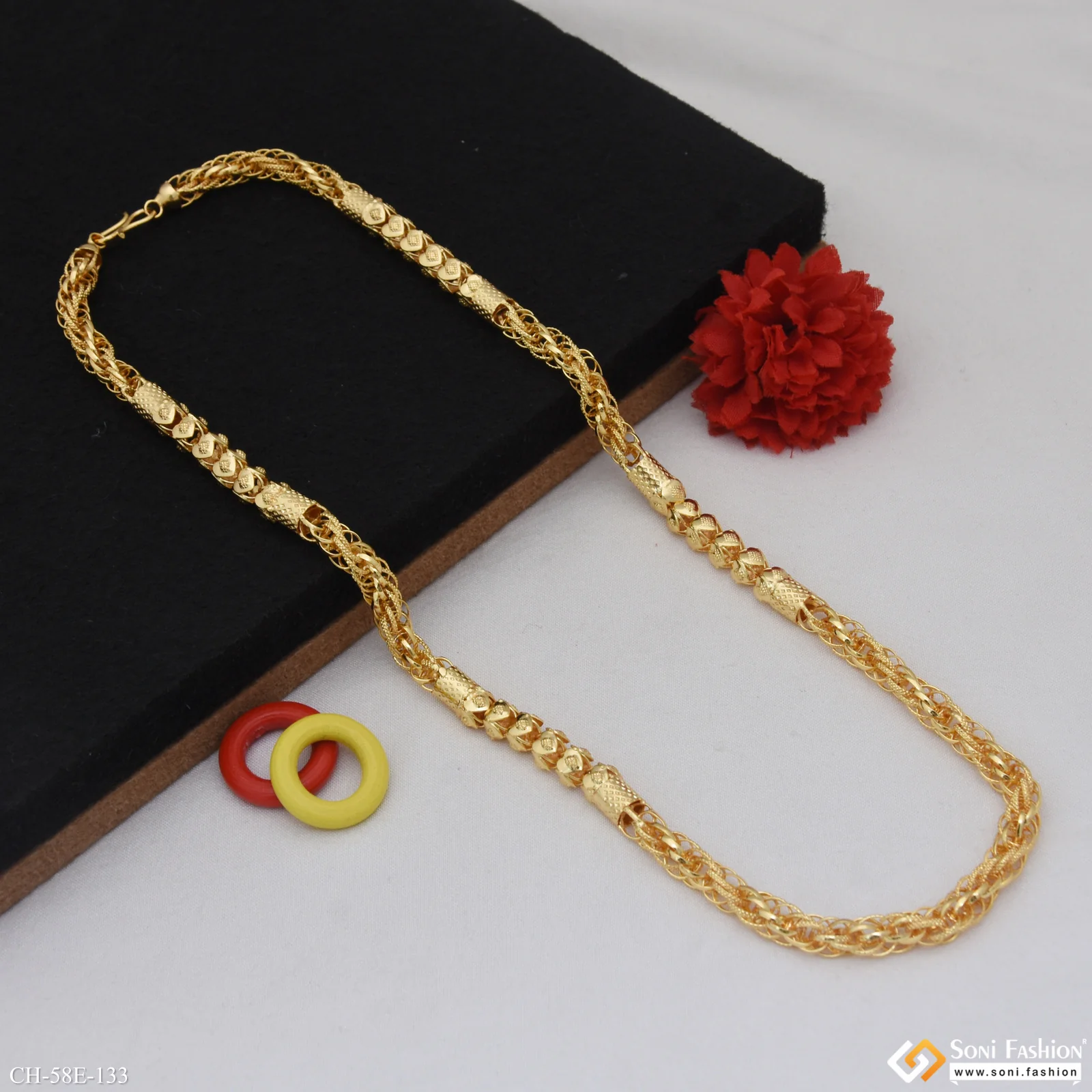 1 Gram Gold Plated 2 In 1 Rassa Chain for Men - Style E133 - Image 4
