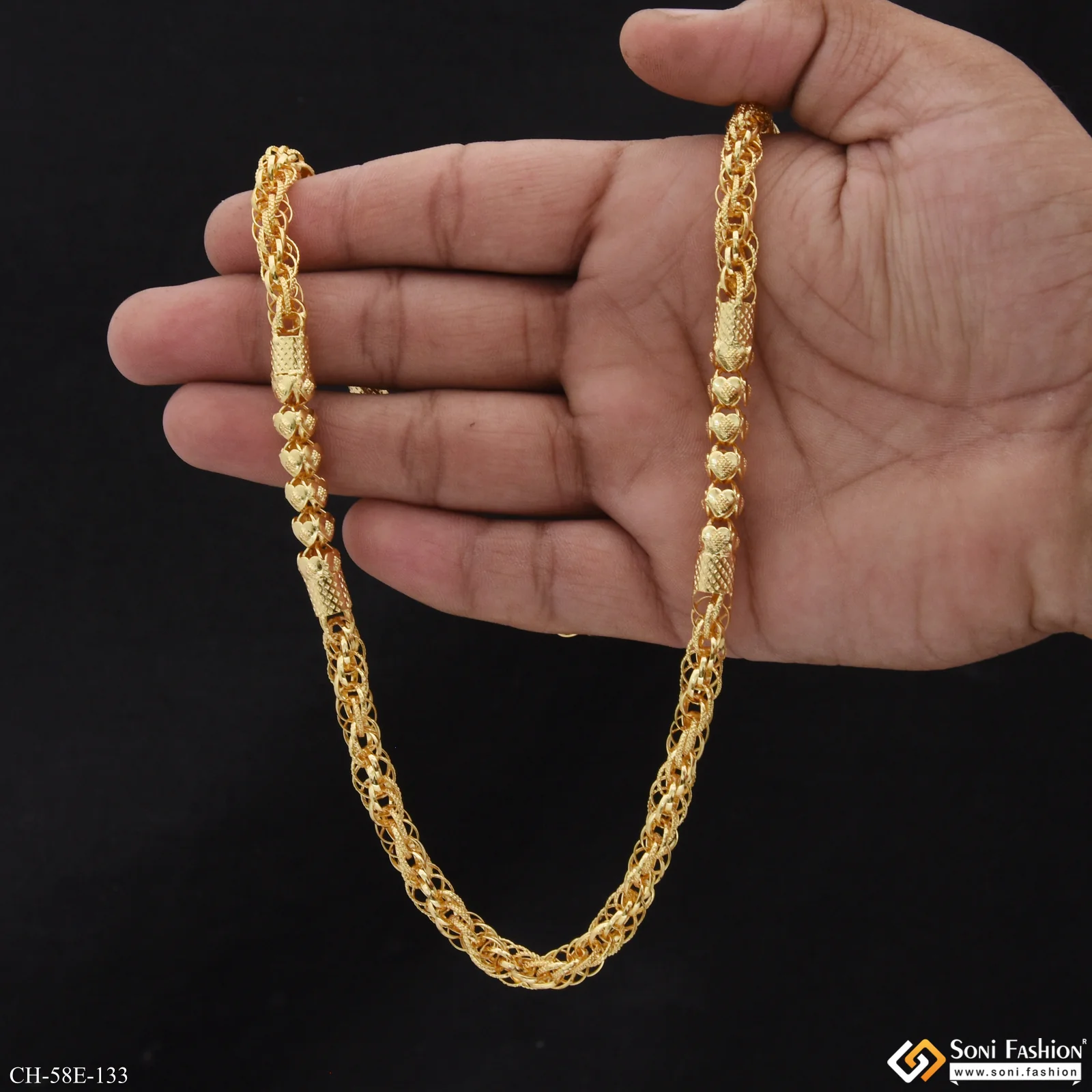 1 Gram Gold Plated 2 In 1 Rassa Chain for Men - Style E133 - Image 6