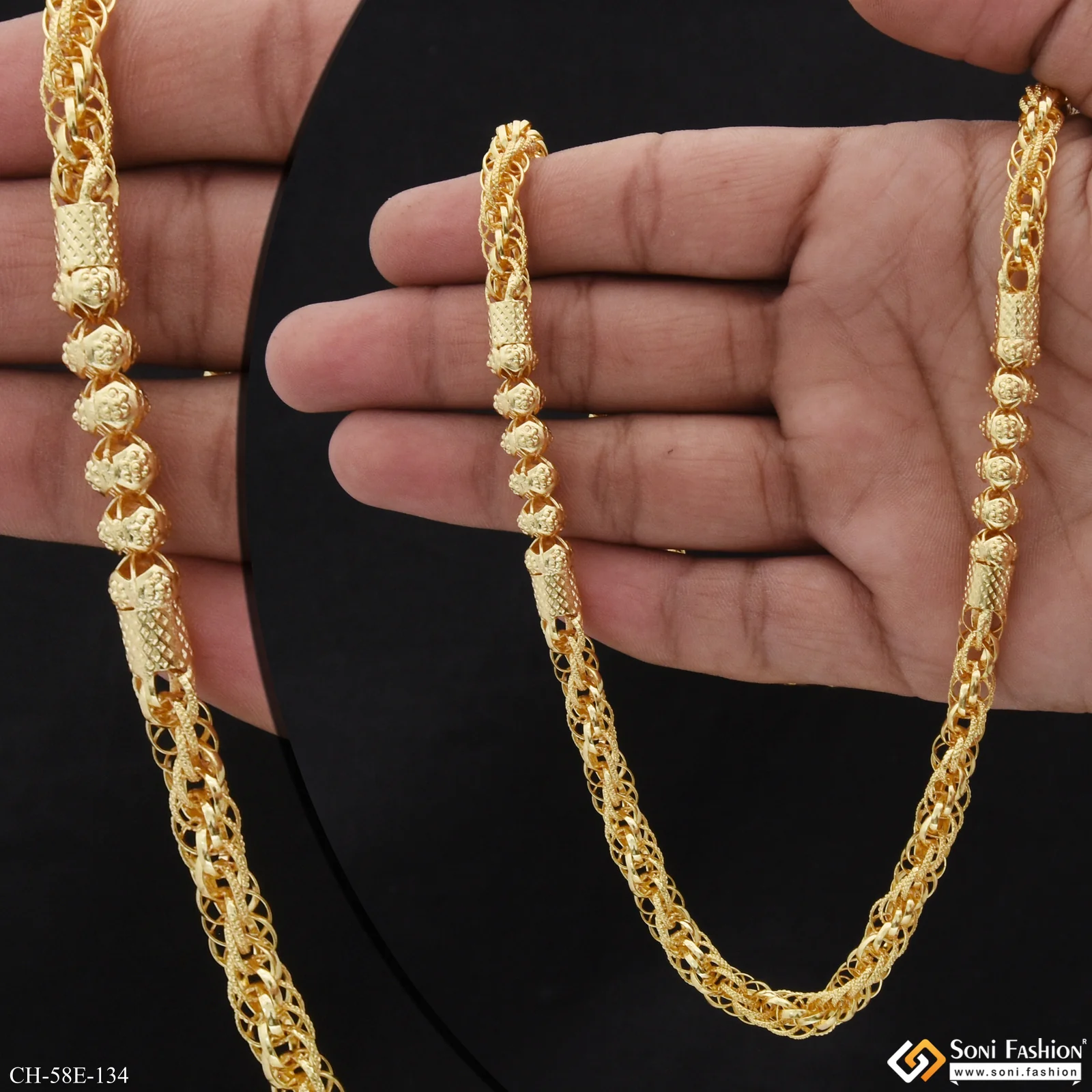 1 Gram Gold Plated 2 In 1 Rassa Chain for Men - Style E134 - Image 2