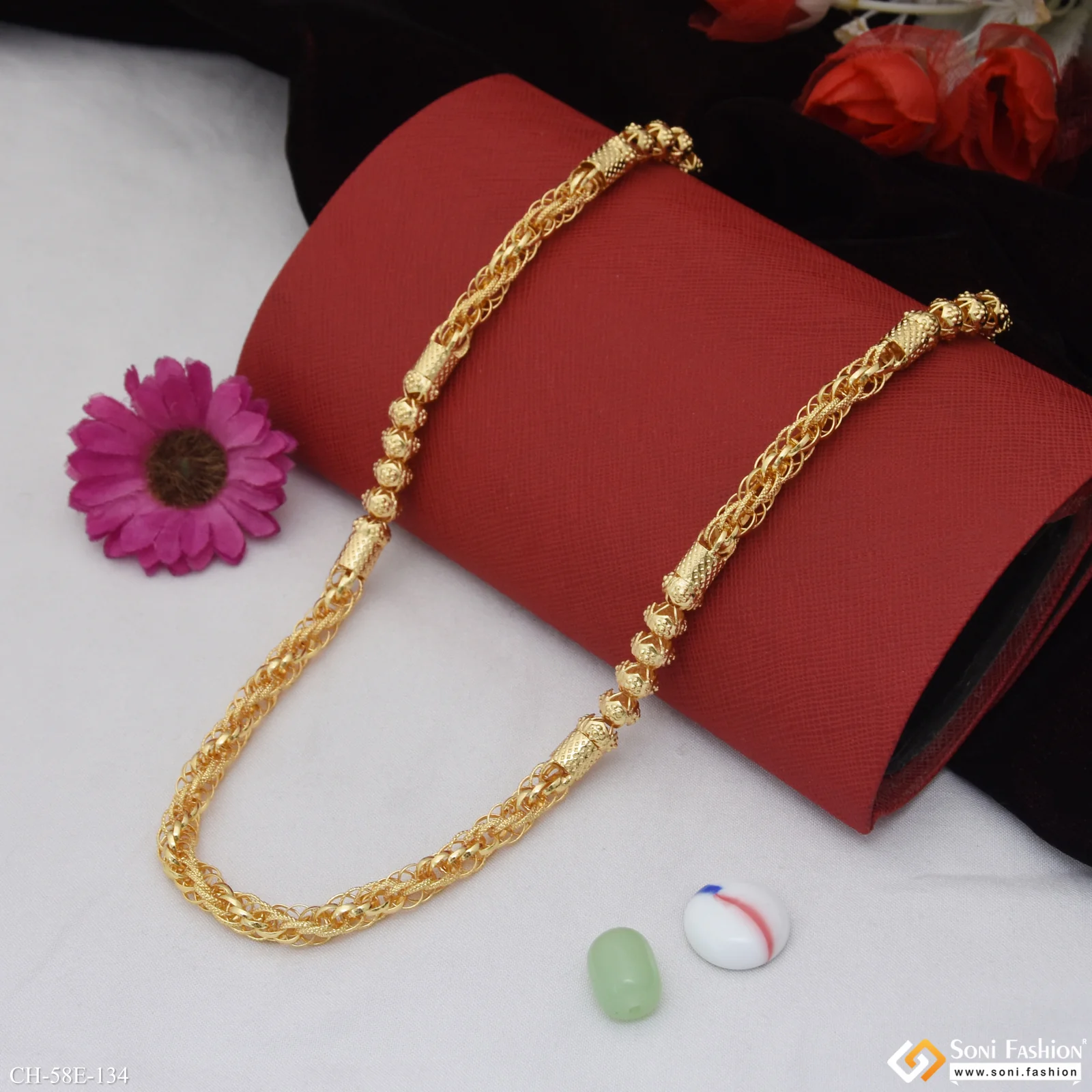 1 Gram Gold Plated 2 In 1 Rassa Chain for Men - Style E134 - Image 3