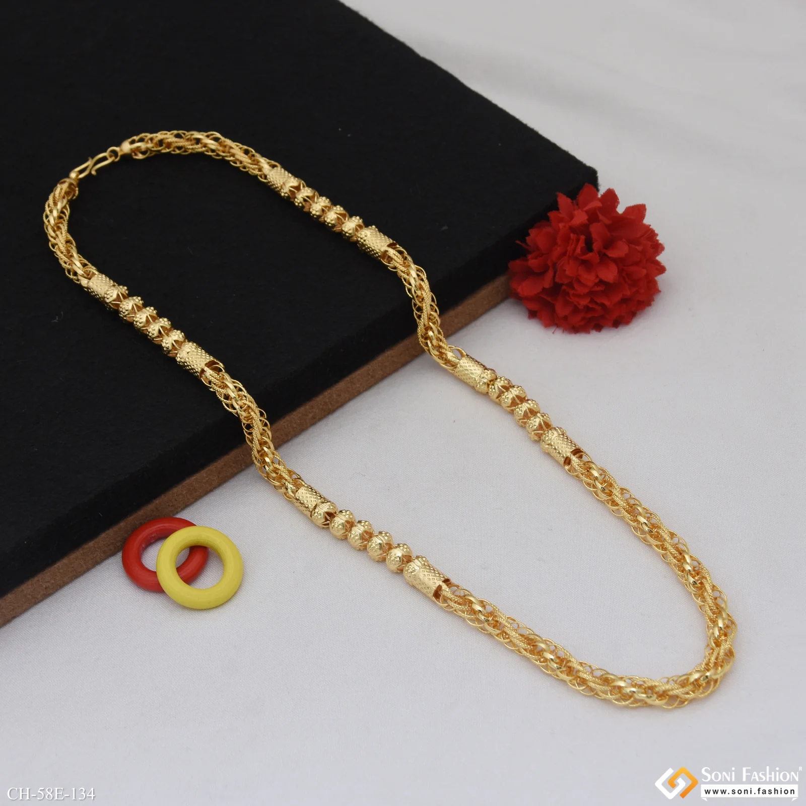 1 Gram Gold Plated 2 In 1 Rassa Chain for Men - Style E134 - Image 4