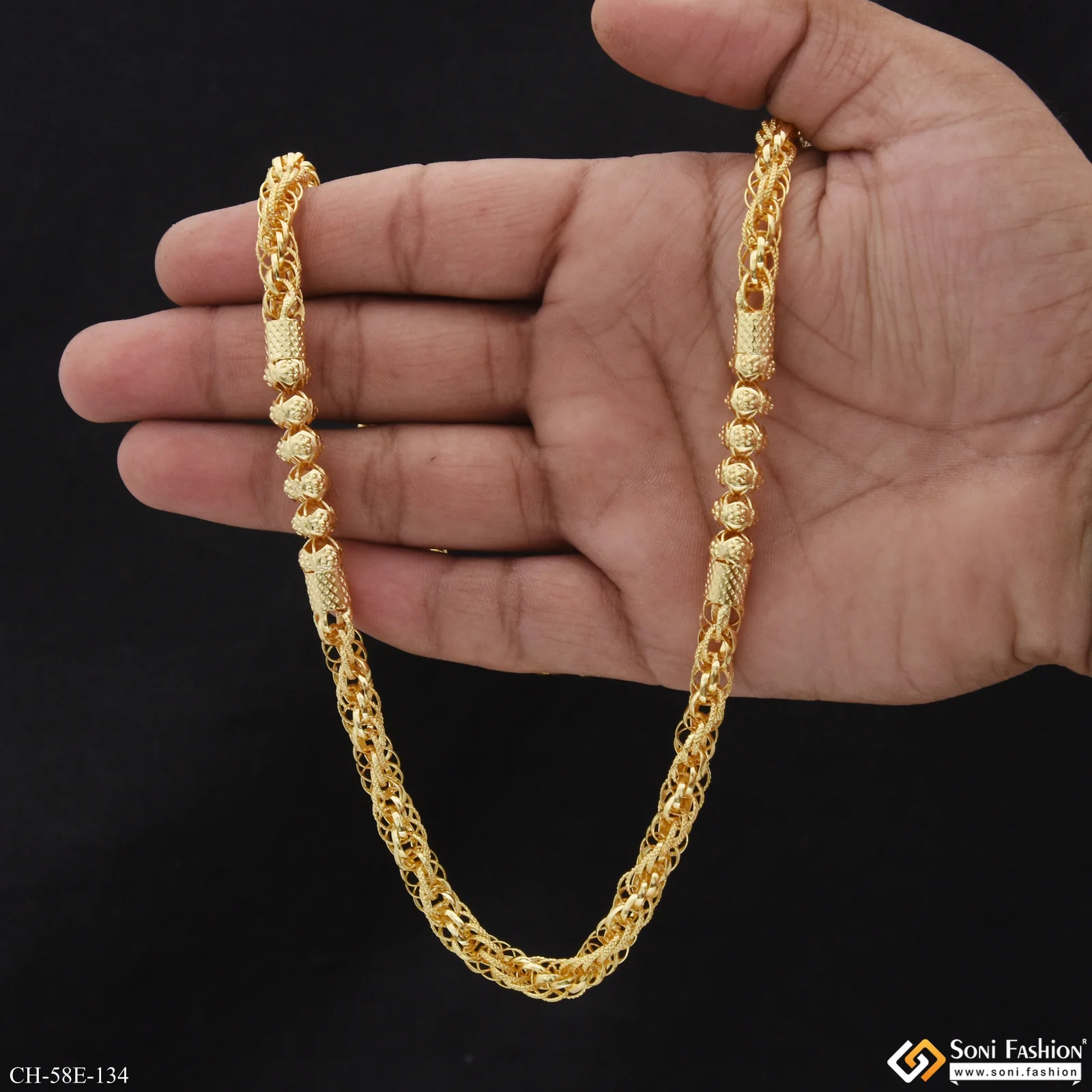 1 Gram Gold Plated 2 In 1 Rassa Chain for Men - Style E134 - Image 6