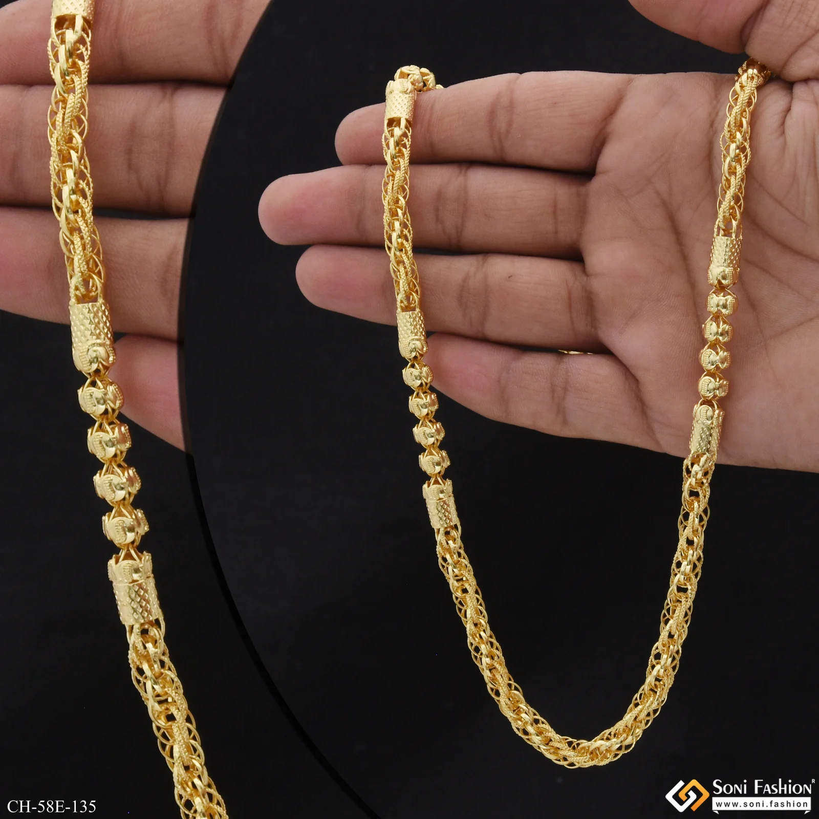 1 Gram Gold Plated 2 In 1 Rassa Chain for Men - Style E135 - Image 2