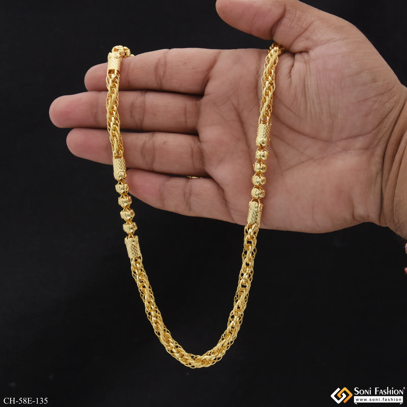 1 Gram Gold Plated 2 In 1 Rassa Chain for Men - Style E135 - Image 6