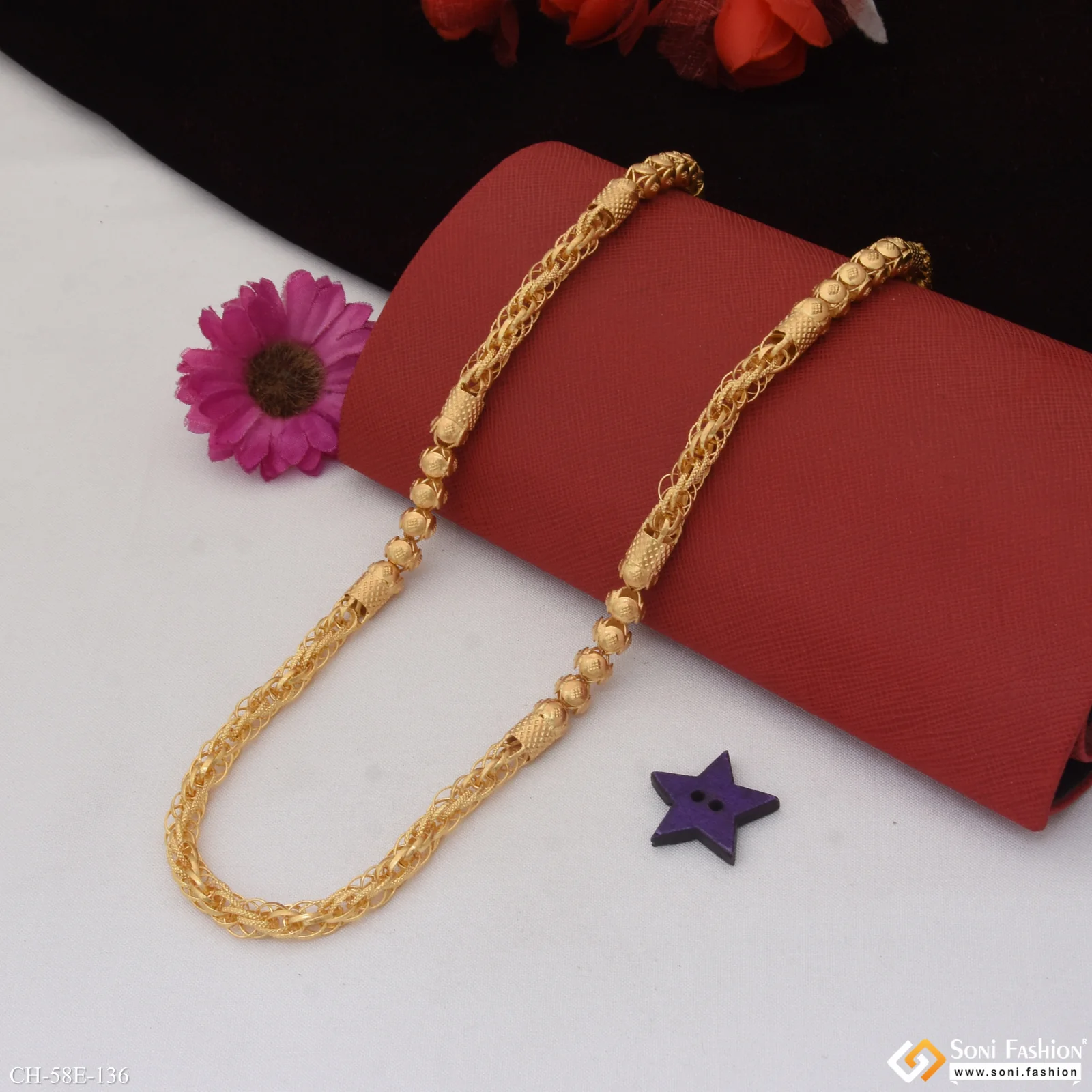1 Gram Gold Plated 2 In 1 Rassa Chain for Men - Style E136 - Image 4