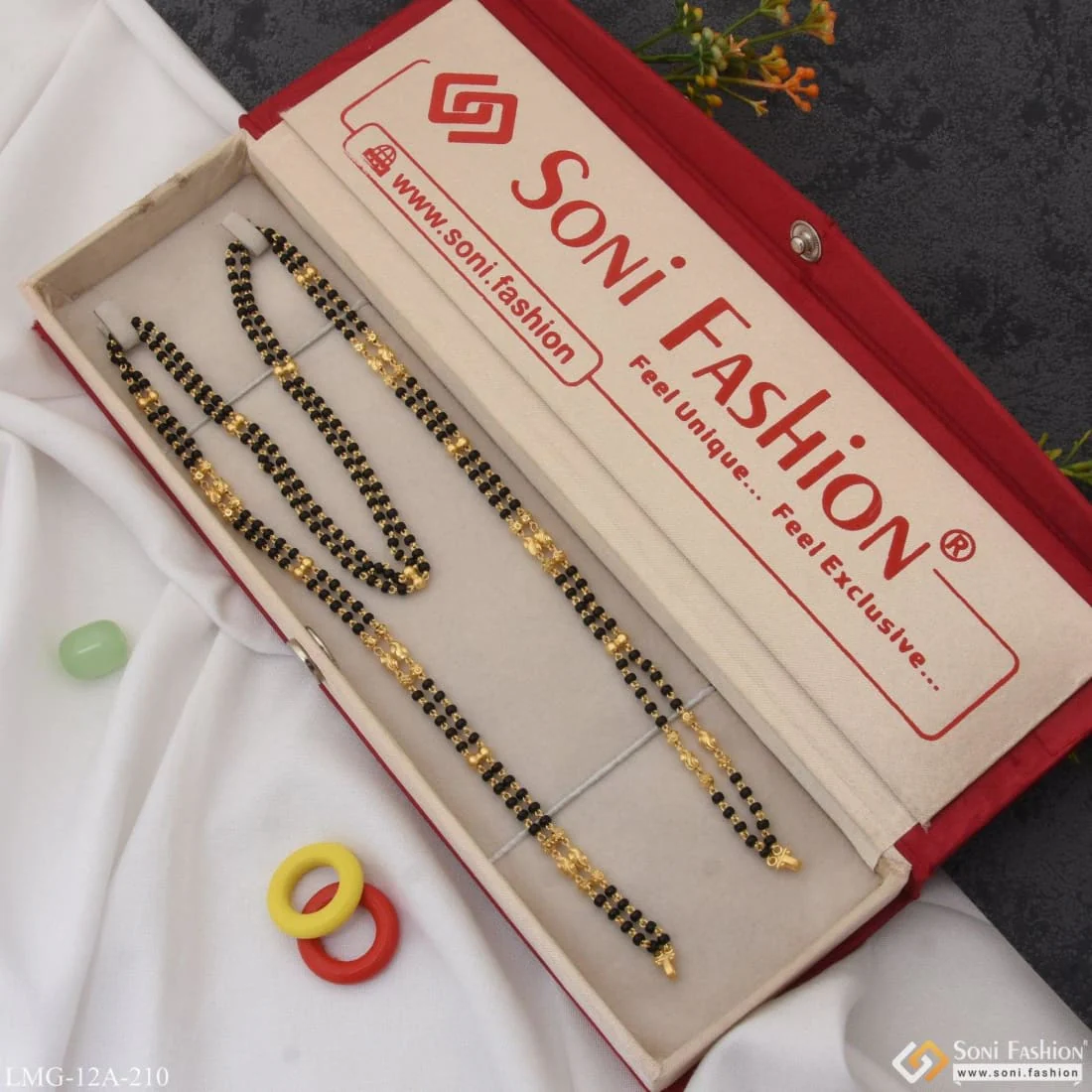 1 Gram Gold Plated 2 Line Brilliant Design Mangalsutra Dori for Women - Style A210 - Image 3