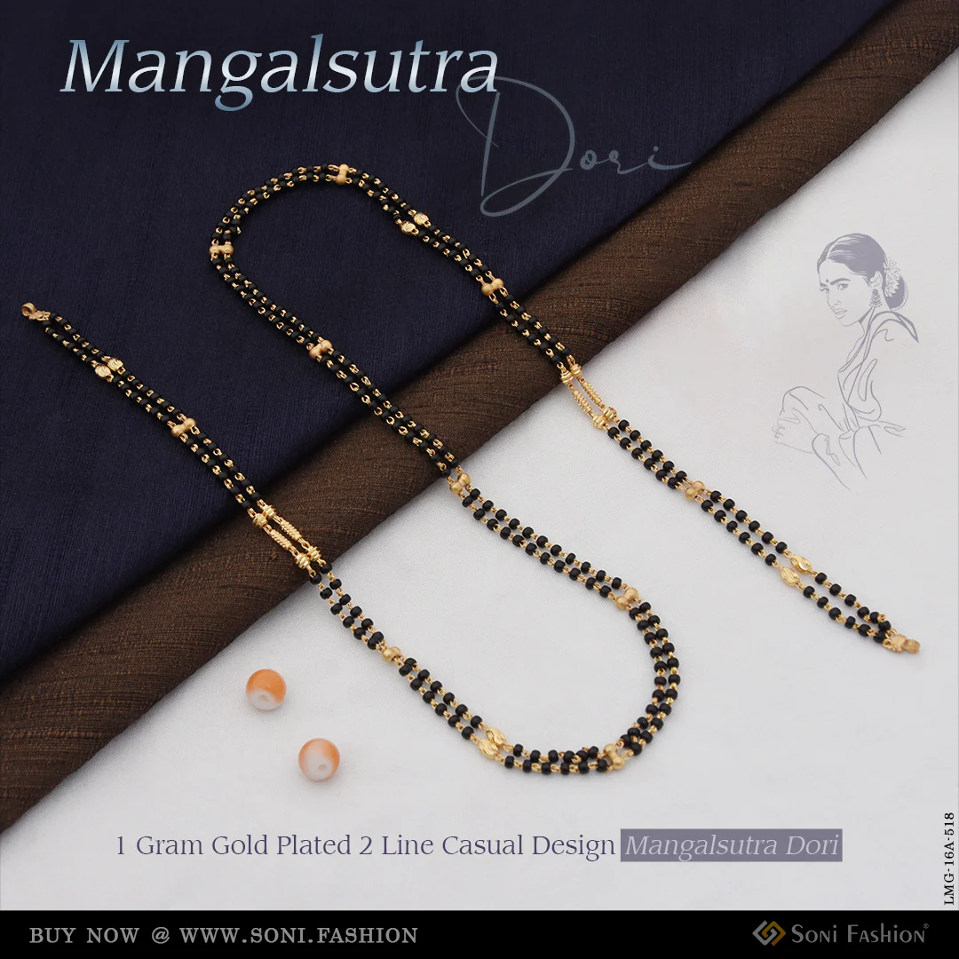 1 Gram Gold Plated 2 Line Casual Design Mangalsutra Dori for Women - Style A518