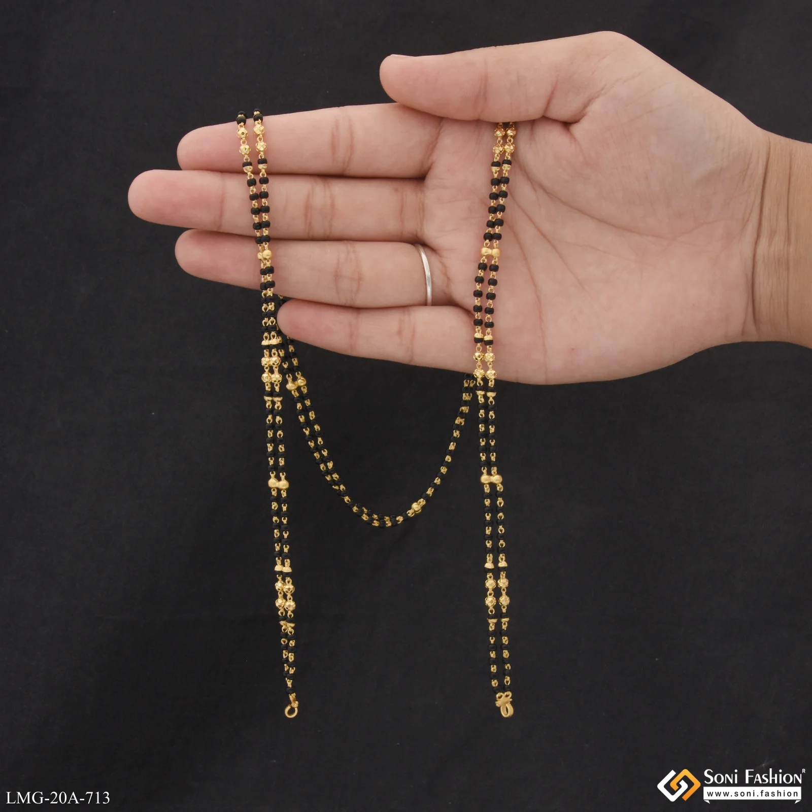 1 Gram Gold Plated 2 Line Fashionable Mangalsutra Dori for Women - Style A713 - Image 2