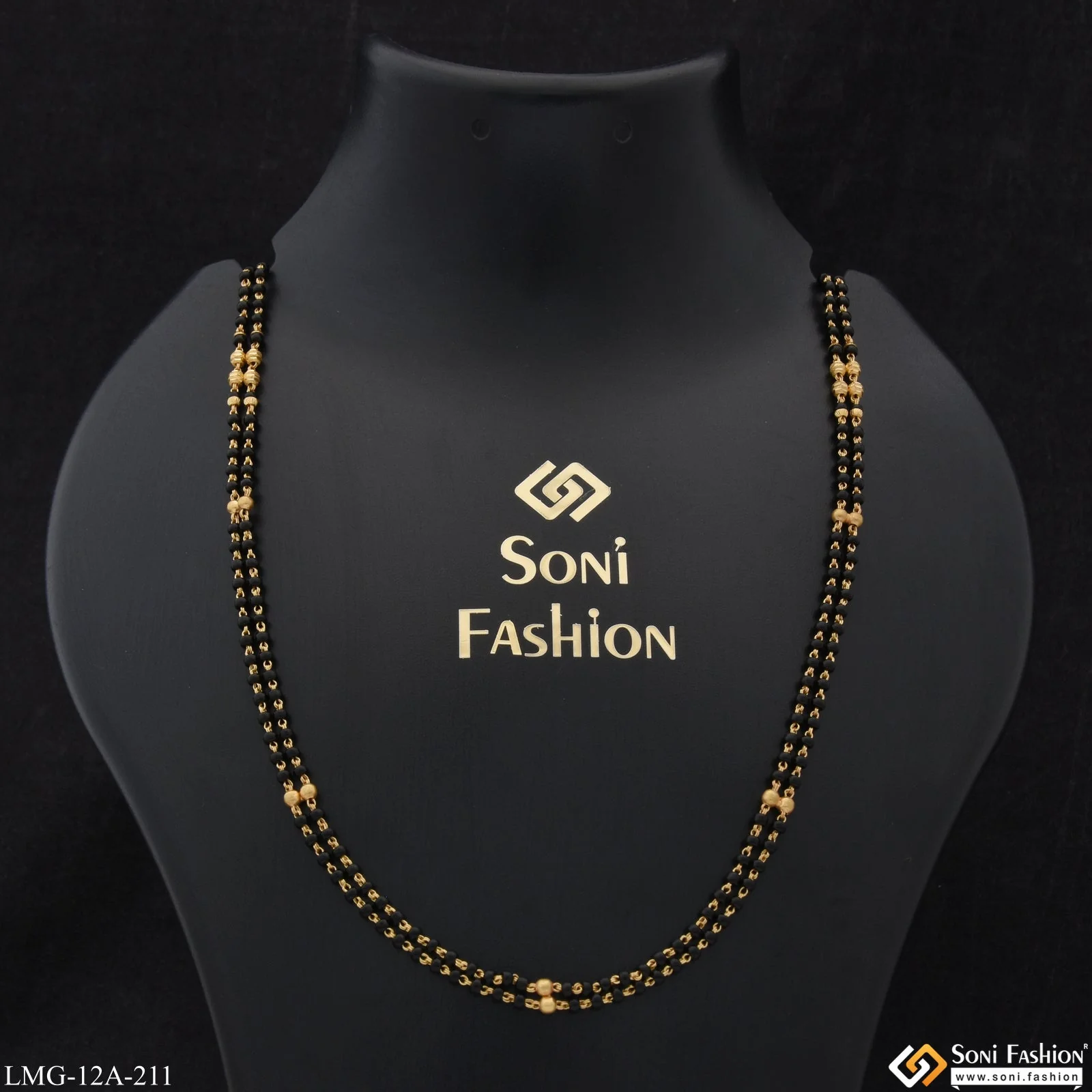 1 Gram Gold Plated 2 Line Latest Design Mangalsutra Dori For Women - Style A211 - Image 2