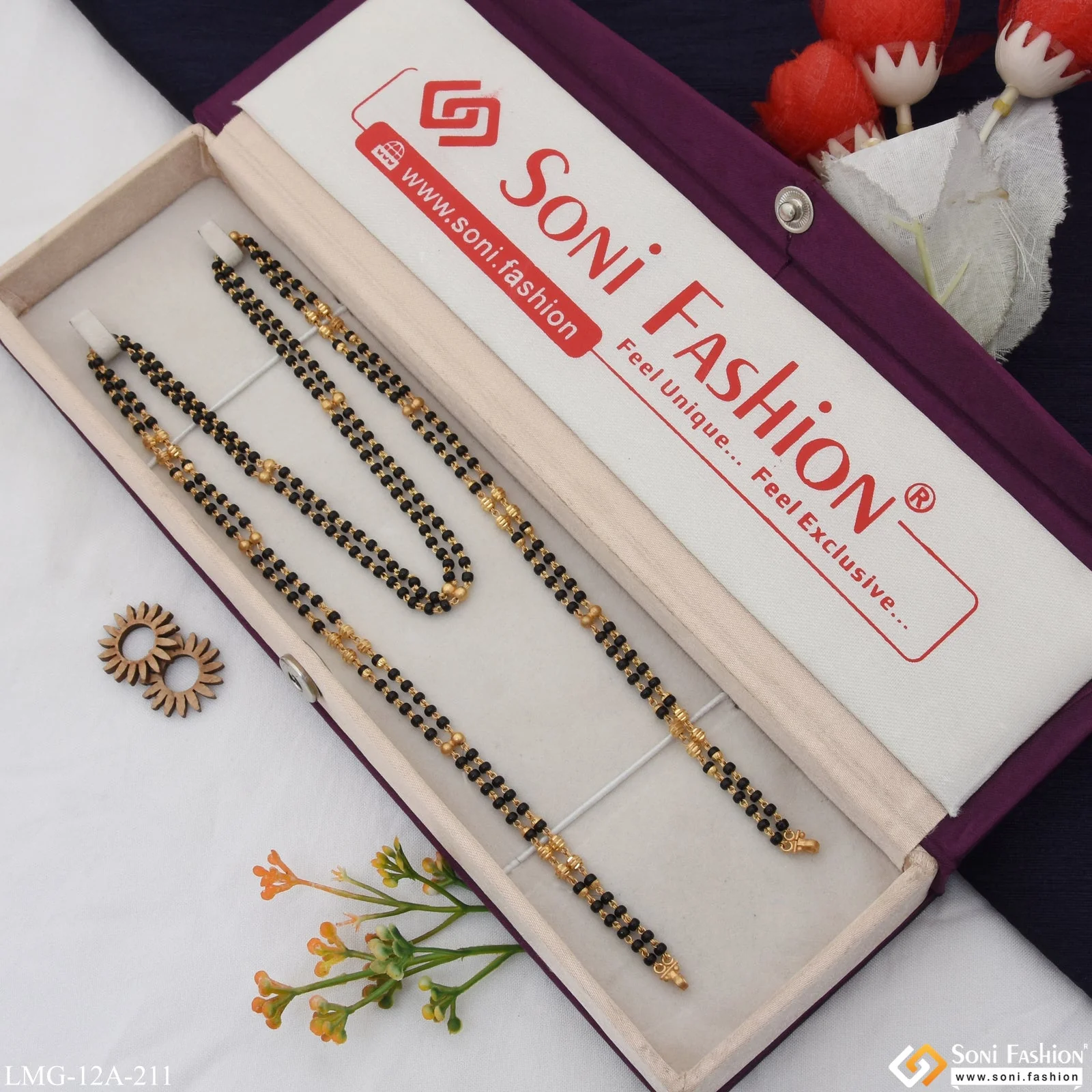 1 Gram Gold Plated 2 Line Latest Design Mangalsutra Dori For Women - Style A211 - Image 3