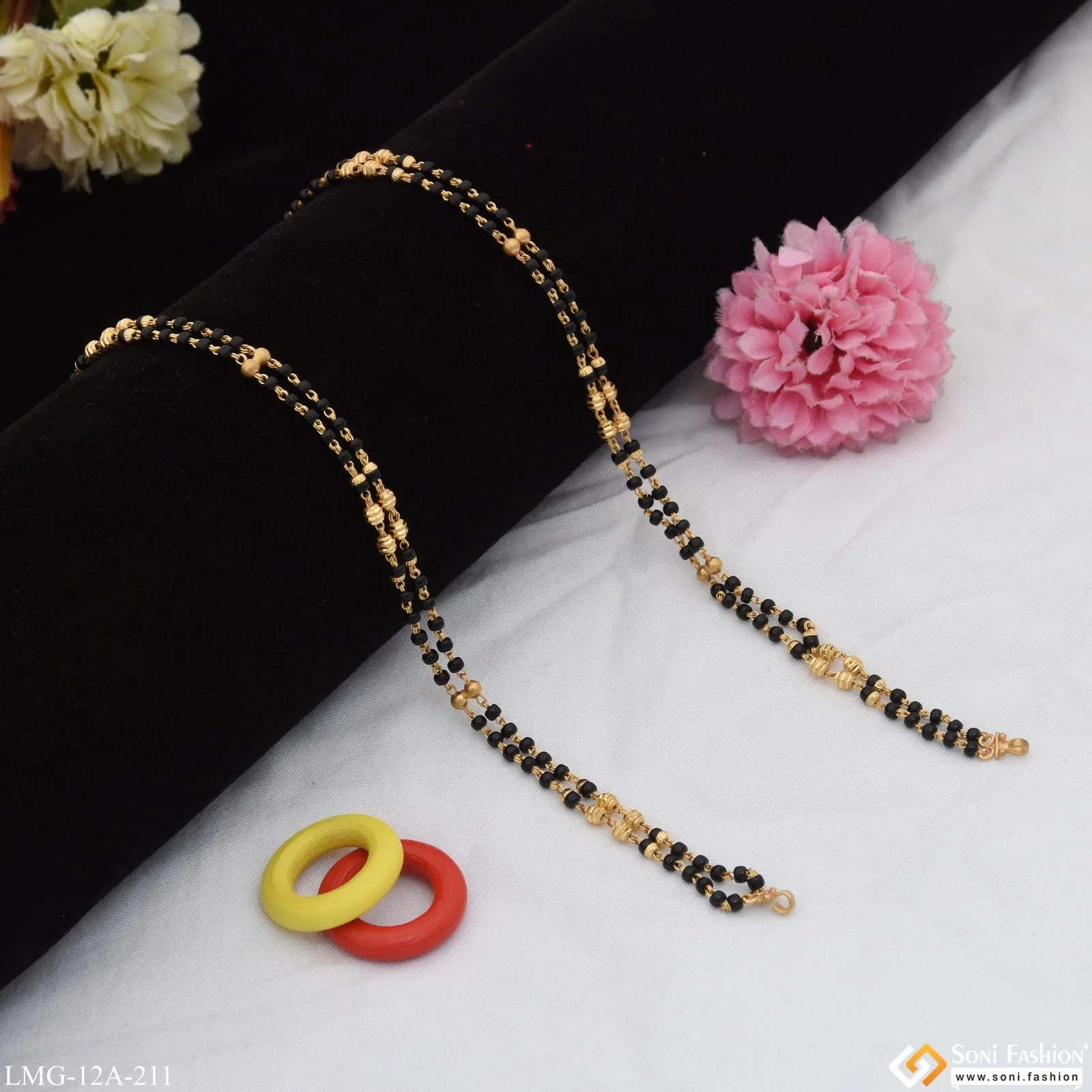 1 Gram Gold Plated 2 Line Latest Design Mangalsutra Dori For Women - Style A211 - Image 4