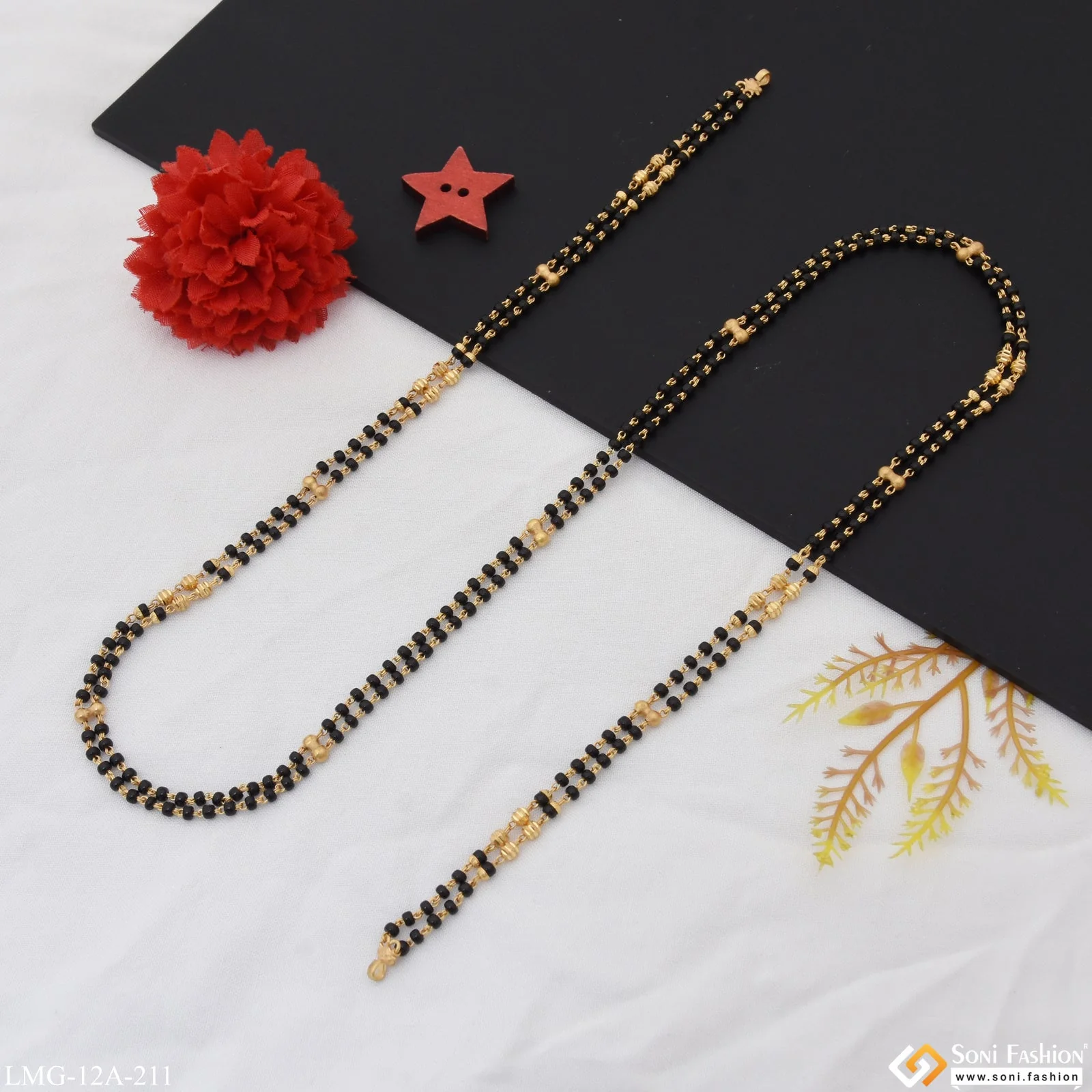 1 Gram Gold Plated 2 Line Latest Design Mangalsutra Dori For Women - Style A211 - Image 5