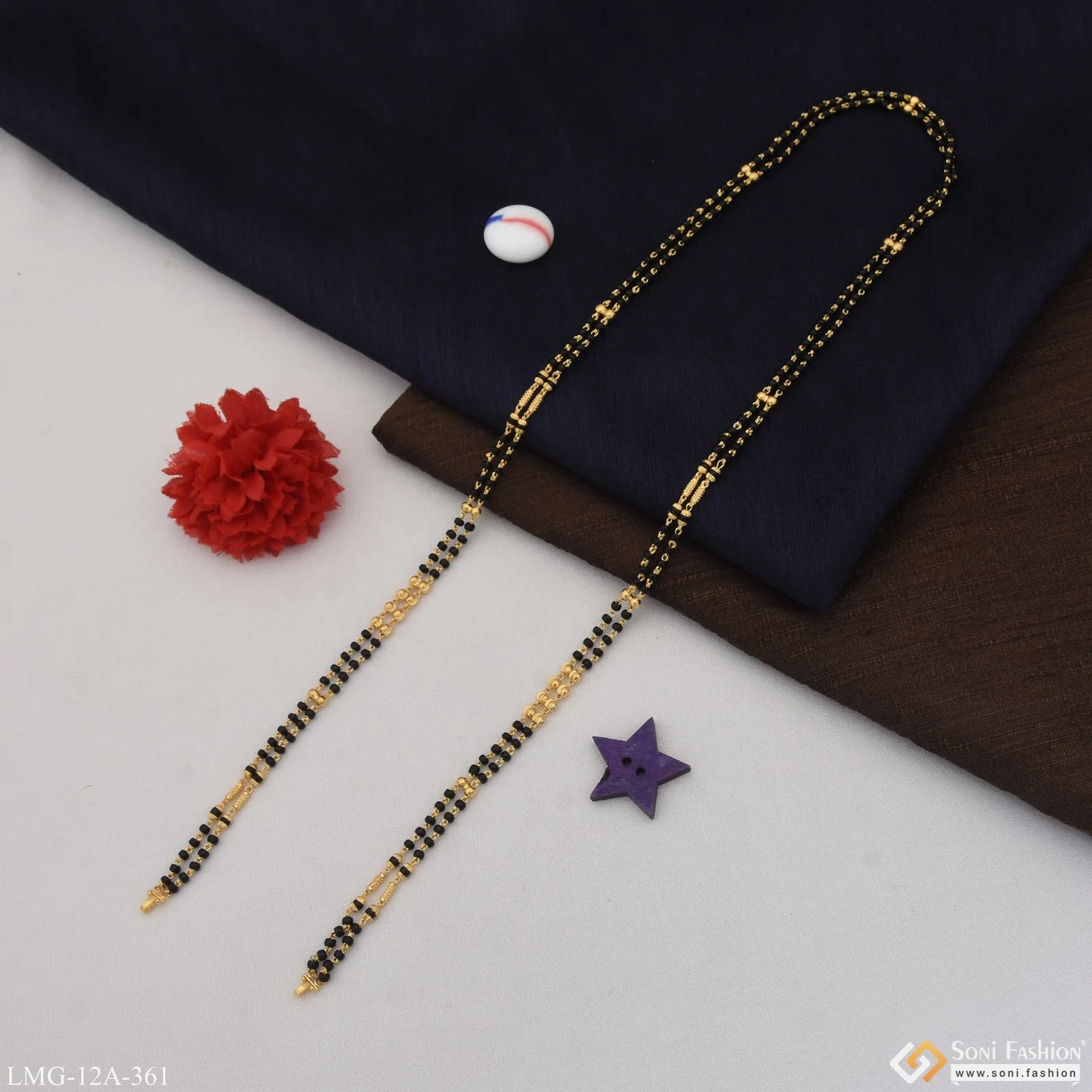 1 Gram Gold Plated 2 Line Latest Design Mangalsutra Dori for Women - Style A361 - Image 6