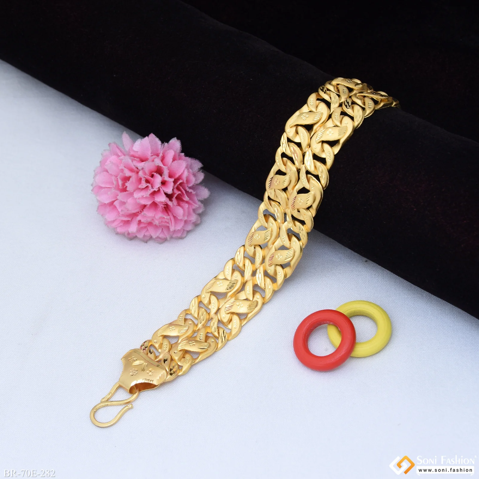 1 Gram Gold Plated 2 Line Pokal Bracelet for Men - Style E282 - Image 3