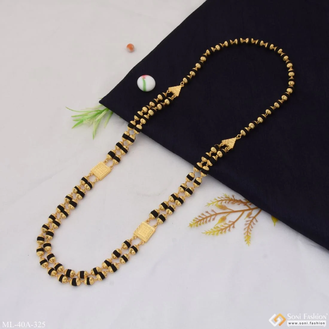 1 Gram Gold Plated 2 Line Sophisticated Design Rudraksha Mala for Men - Style A325 - Image 6