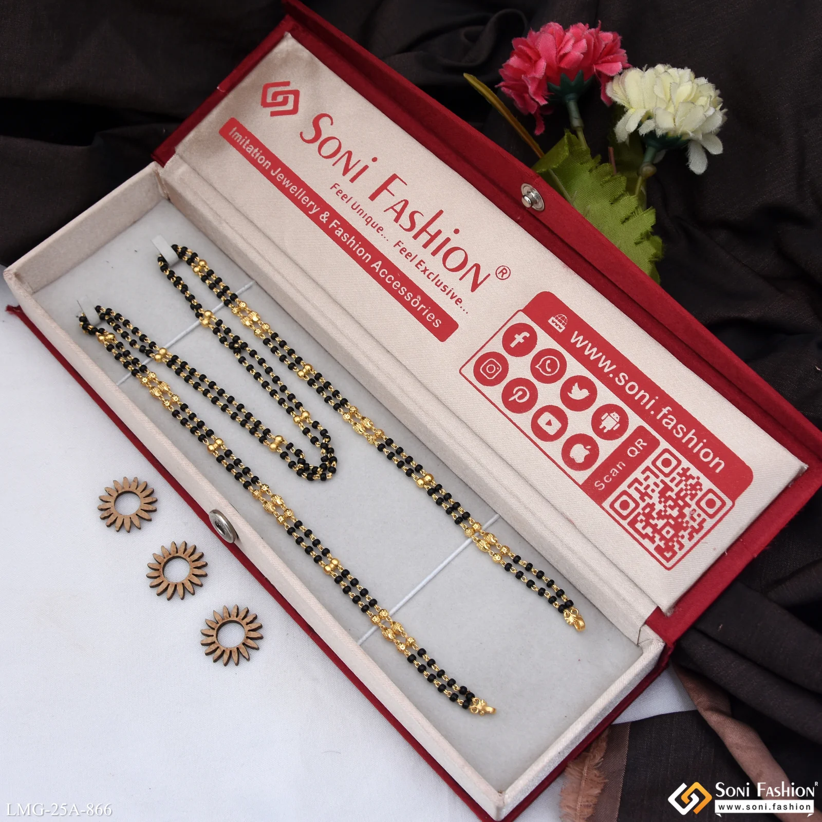 1 Gram Gold Plated 2 Line Sparkling Design Mangalsutra Dori for Women - Style A866 - Image 2
