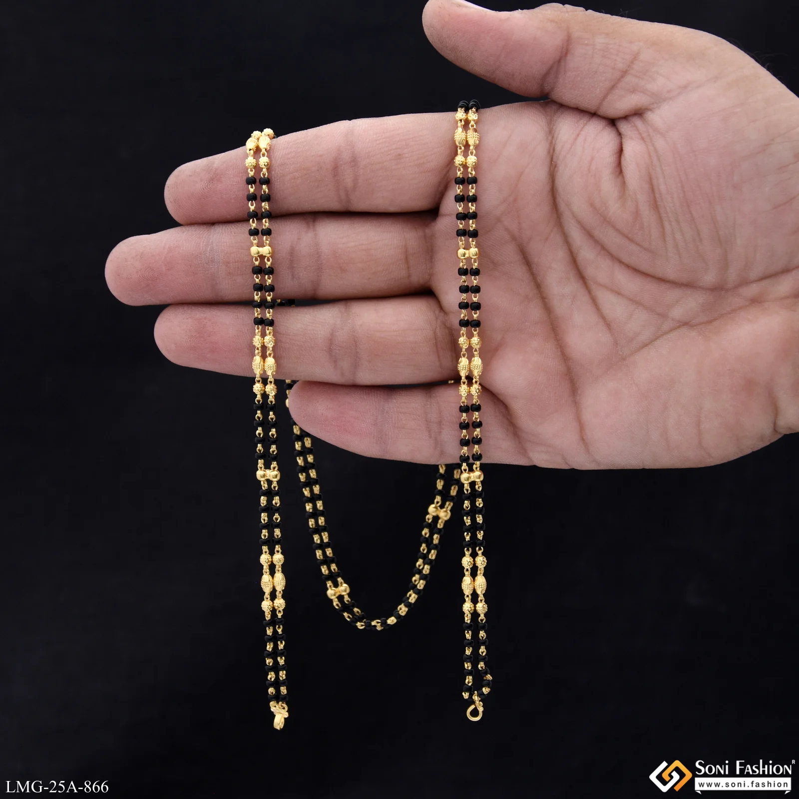 1 Gram Gold Plated 2 Line Sparkling Design Mangalsutra Dori for Women - Style A866 - Image 3