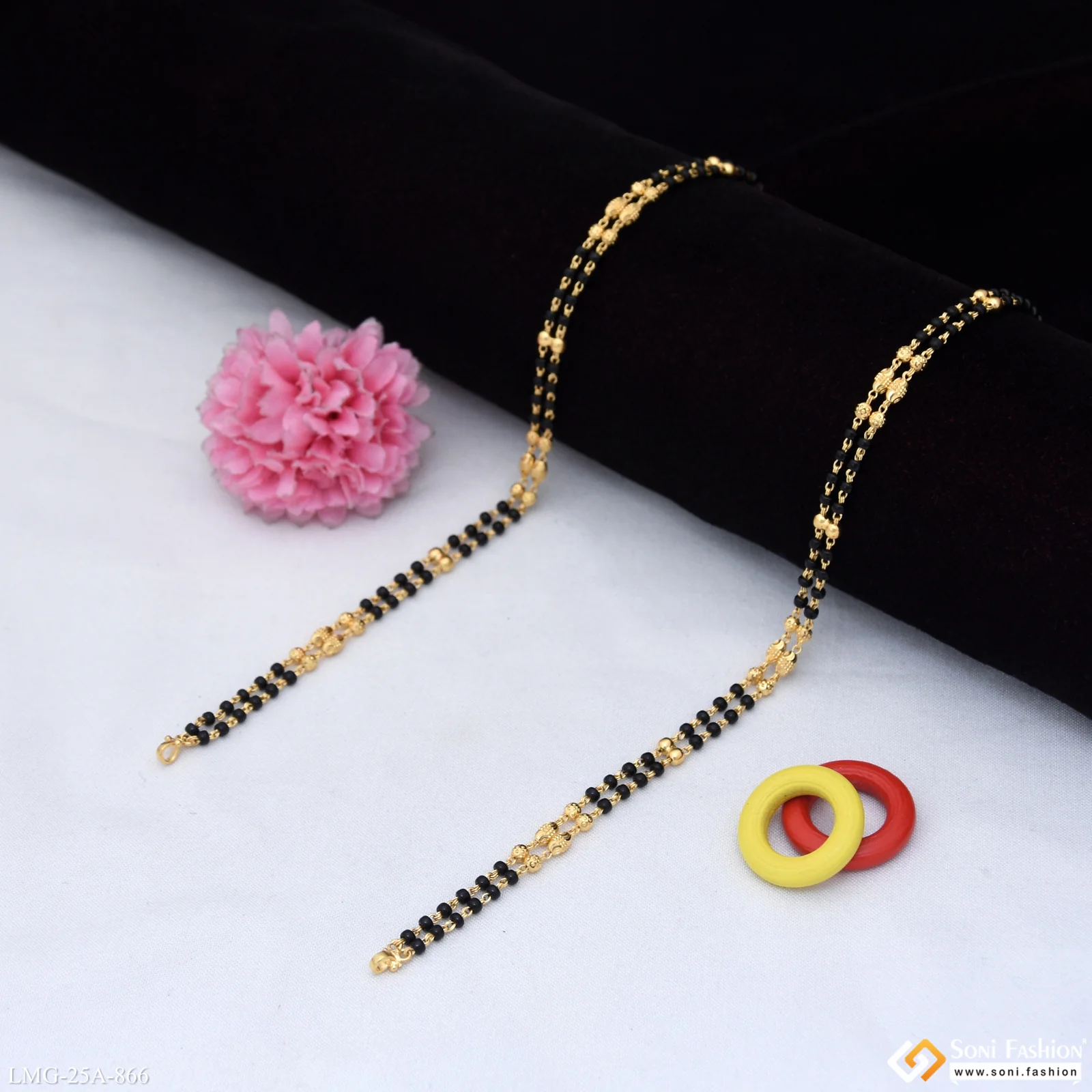 1 Gram Gold Plated 2 Line Sparkling Design Mangalsutra Dori for Women - Style A866 - Image 4