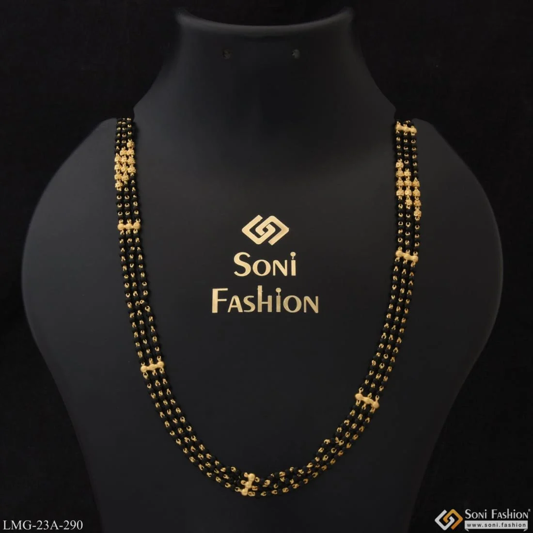 1 Gram Gold Plated 3 Line Sparkling Design Mangalsutra Dori For Women - Style A290 - Image 4
