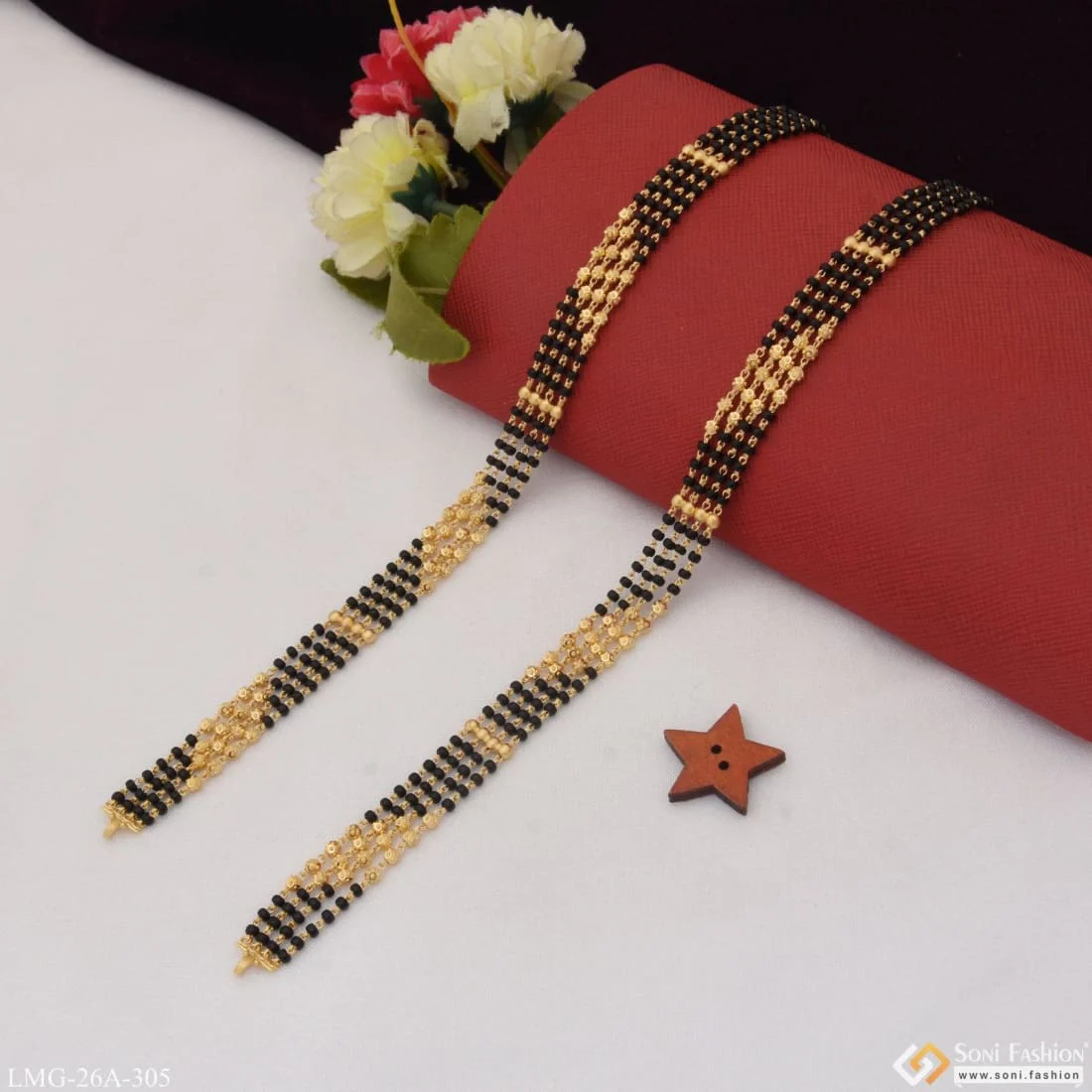 1 Gram Gold Plated 4 Line Finely Detailed Mangalsutra Dori for Women - Style A305 - Image 4