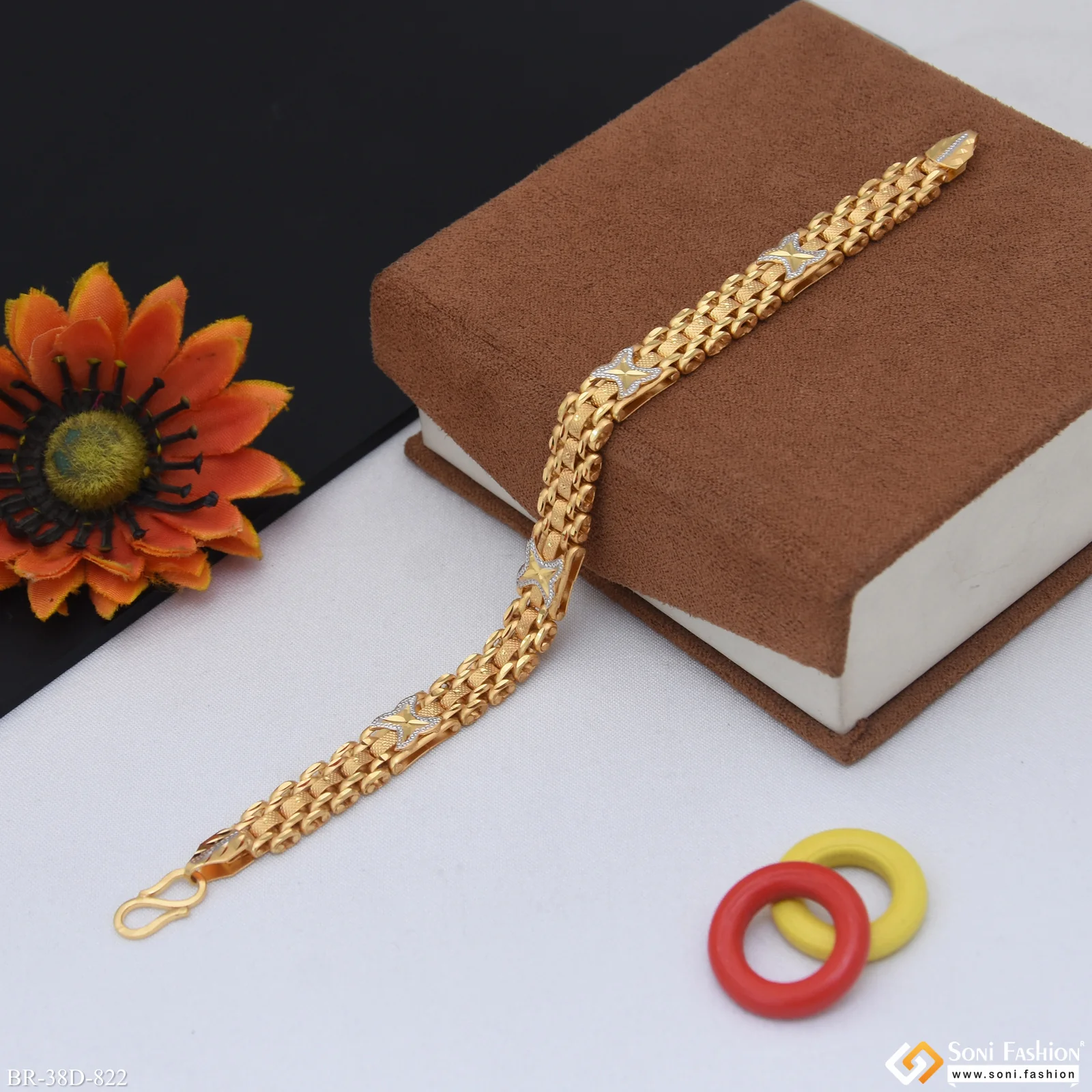 1 Gram Gold Plated Amazing Design Box Bracelet for Men - Style D822 - Image 3