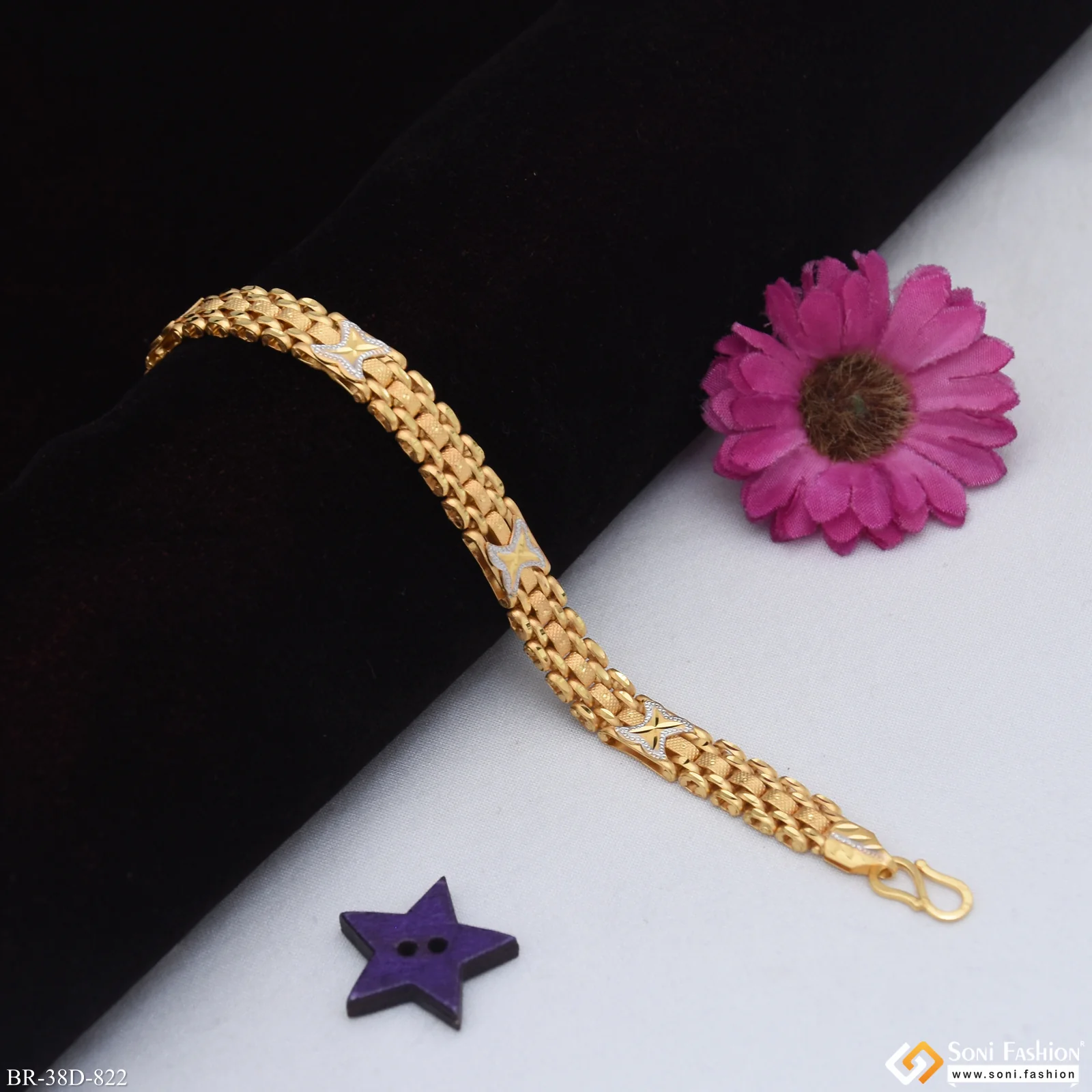 1 Gram Gold Plated Amazing Design Box Bracelet for Men - Style D822 - Image 4