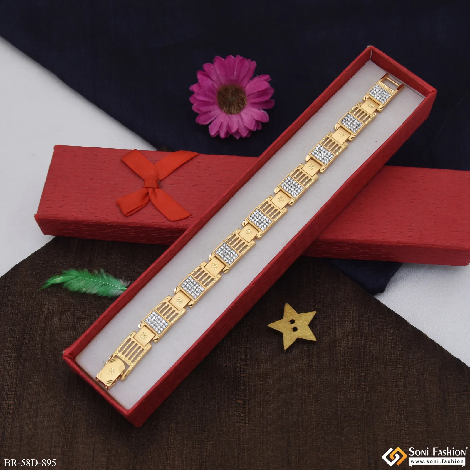 1 Gram Gold Plated Amazing Design Bracelet for Men - Style D895 - Image 3