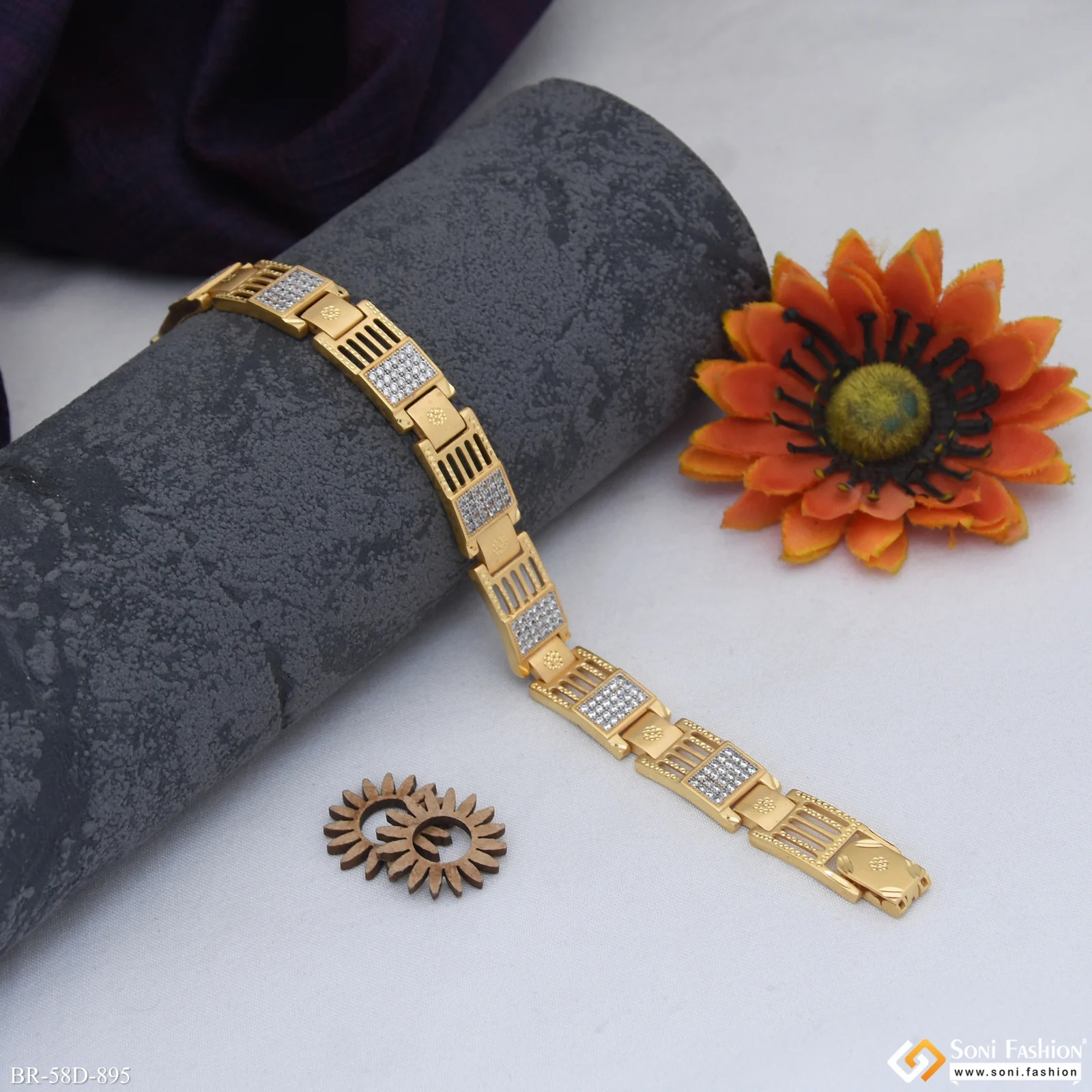 1 Gram Gold Plated Amazing Design Bracelet for Men - Style D895 - Image 5