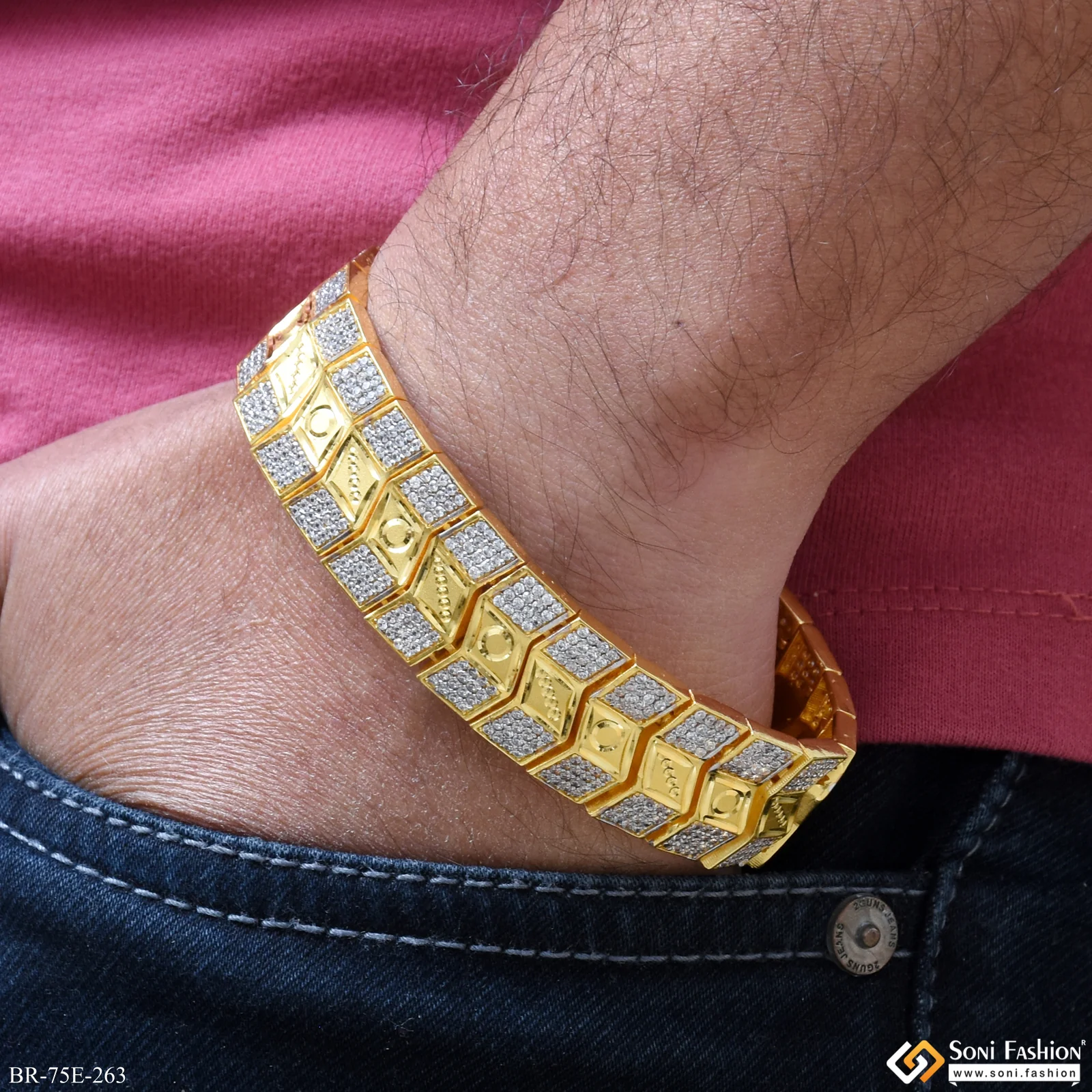 1 Gram Gold Plated Amazing Design Bracelet for Men - Style E263