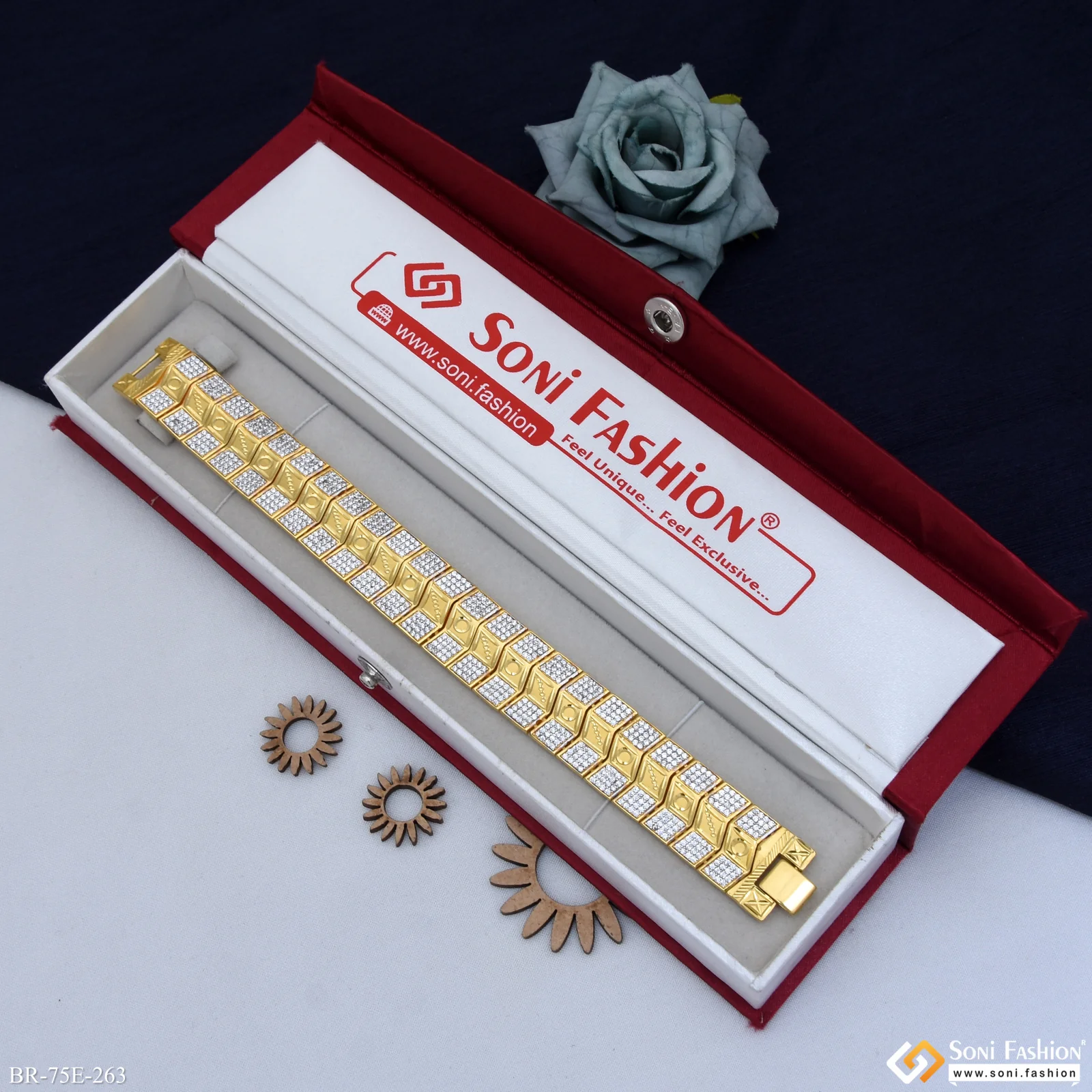 1 Gram Gold Plated Amazing Design Bracelet for Men - Style E263 - Image 2