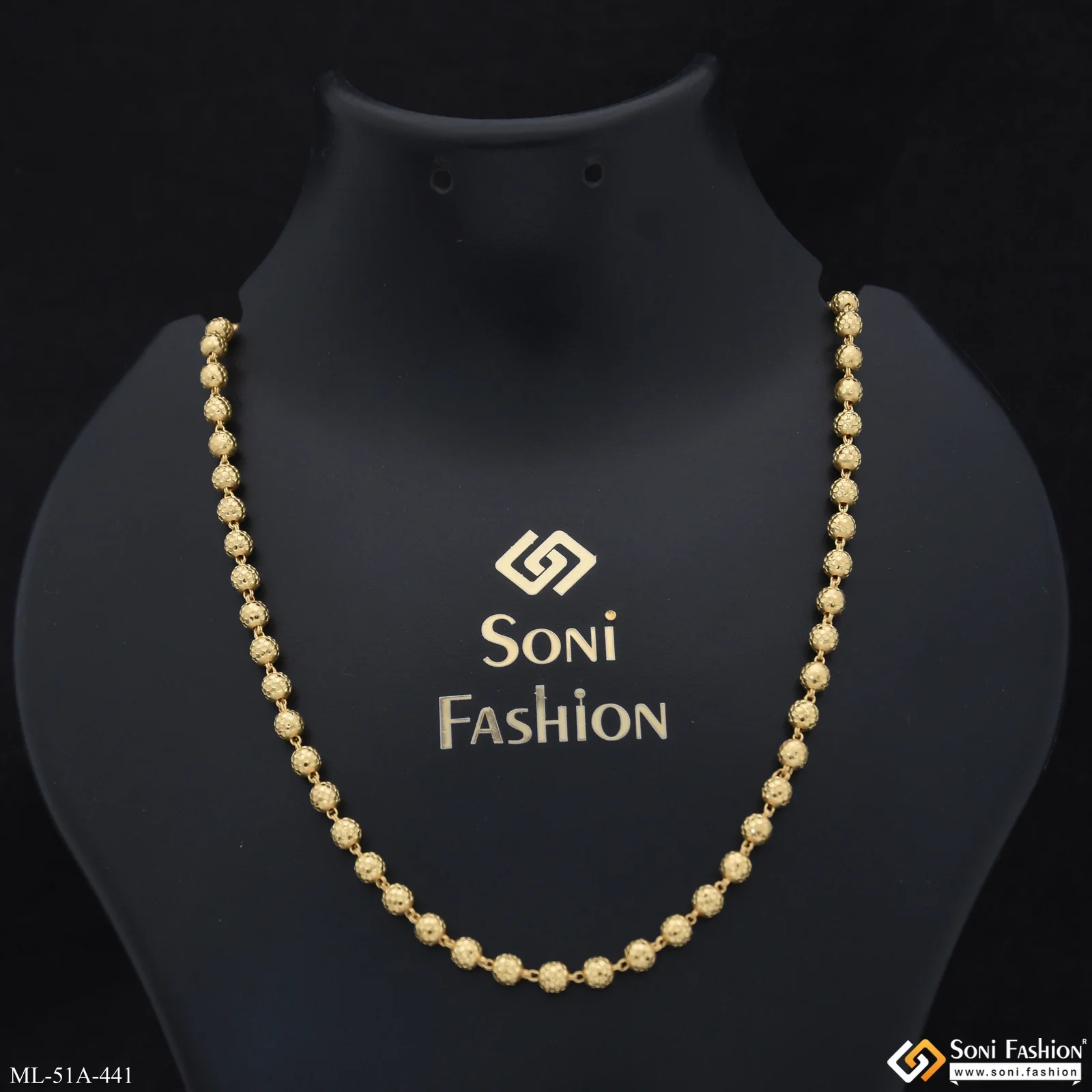 1 Gram Gold Plated Amazing Design Brass Beaded Mala for Men - Style A441