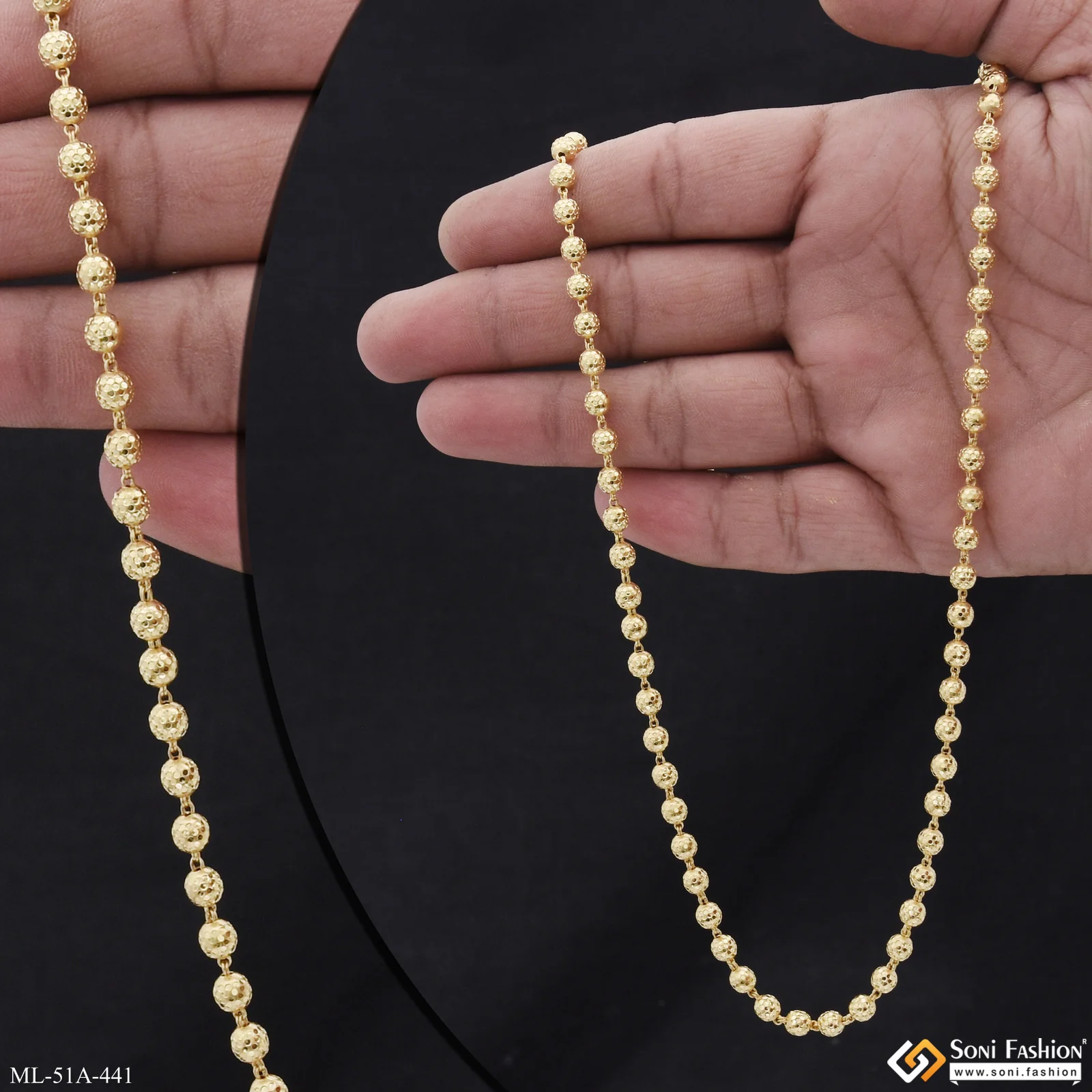 1 Gram Gold Plated Amazing Design Brass Beaded Mala for Men - Style A441 - Image 2