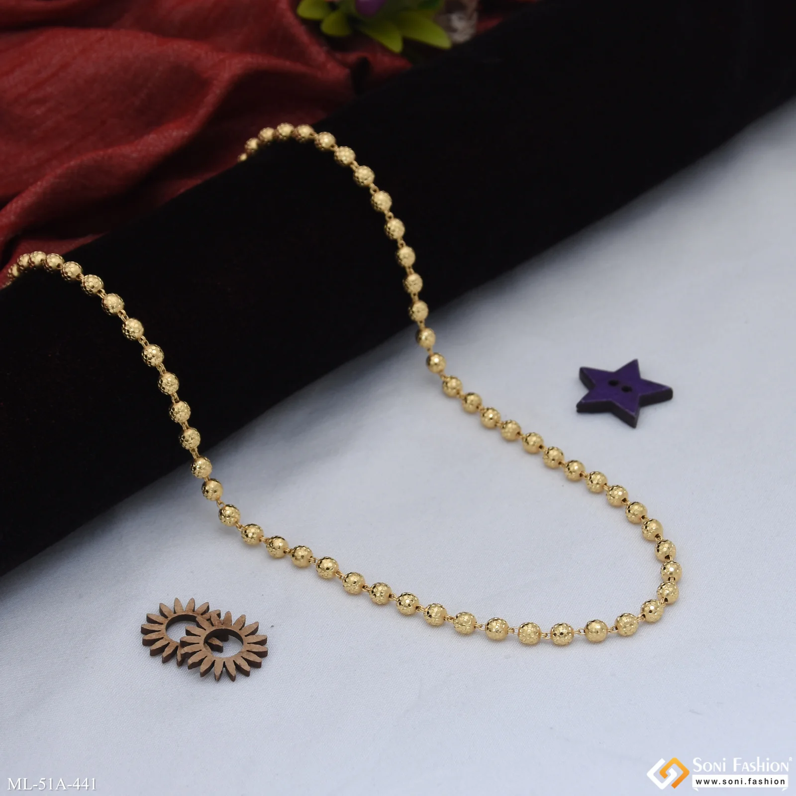 1 Gram Gold Plated Amazing Design Brass Beaded Mala for Men - Style A441 - Image 5