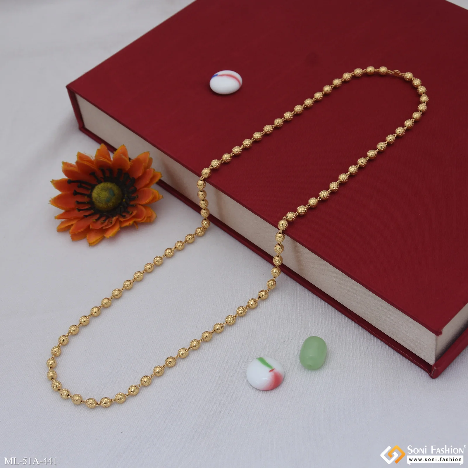 1 Gram Gold Plated Amazing Design Brass Beaded Mala for Men - Style A441 - Image 6