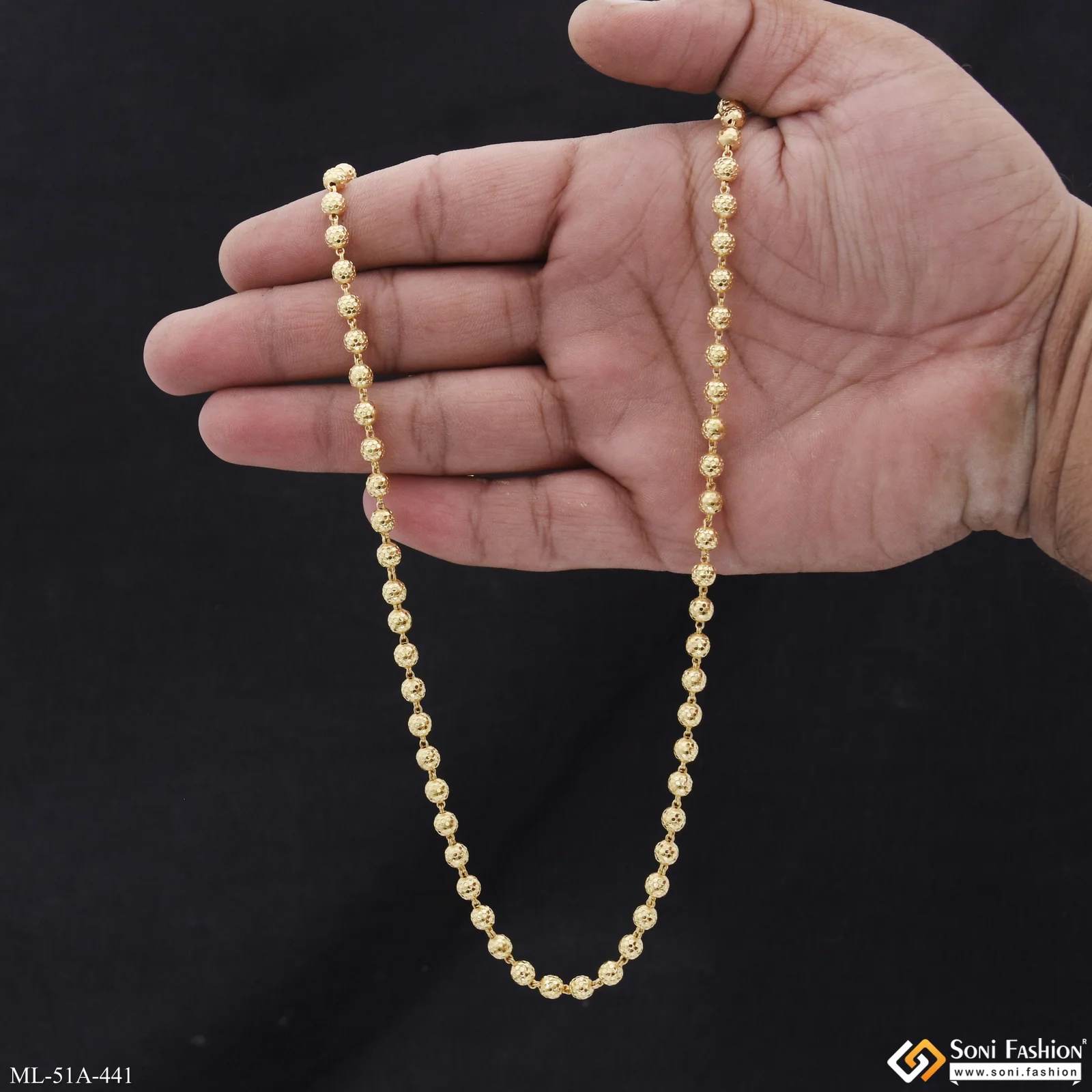 1 Gram Gold Plated Amazing Design Brass Beaded Mala for Men - Style A441 - Image 7