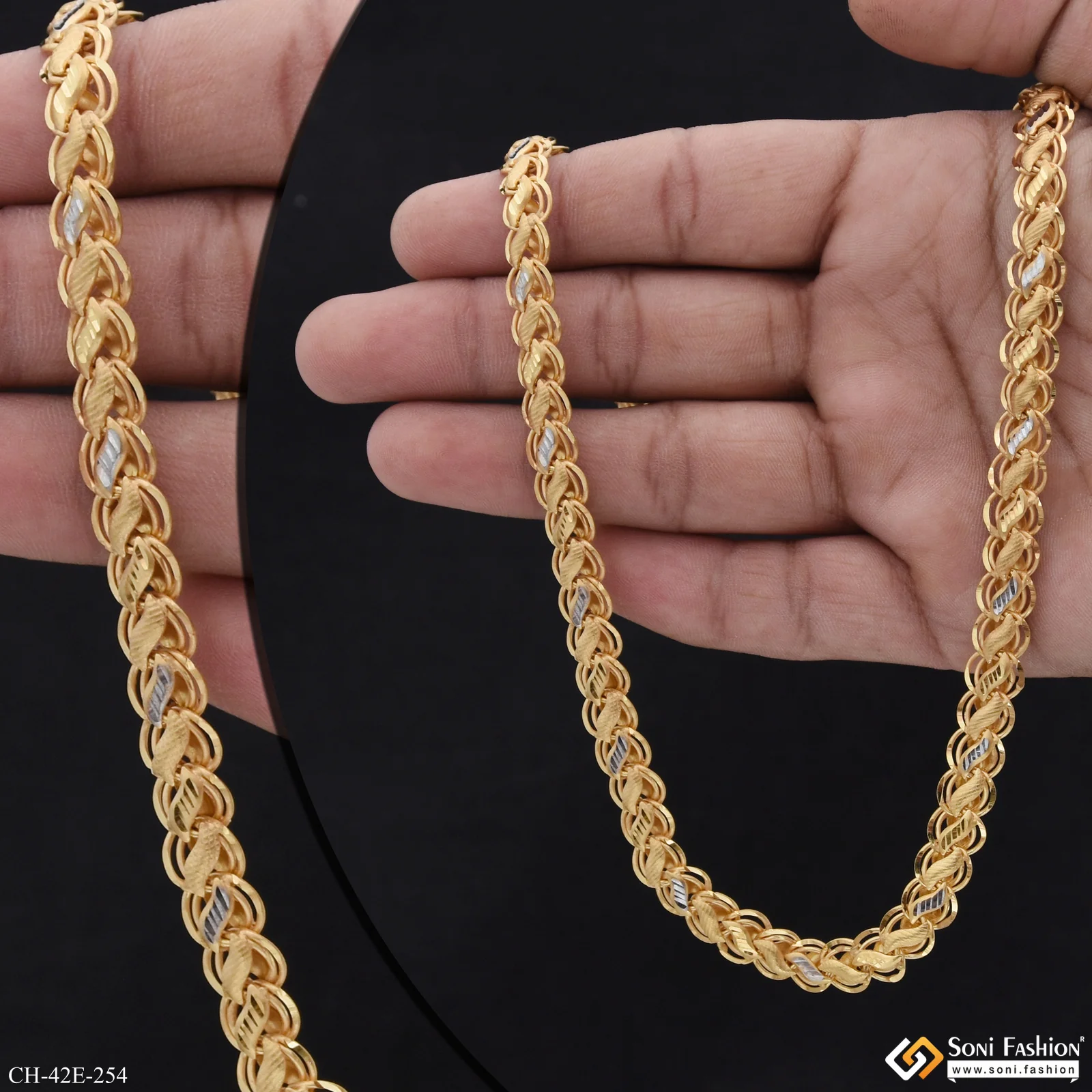 1 Gram Gold Plated Amazing Design Kohli Chain for Men - Style E254 - Image 2