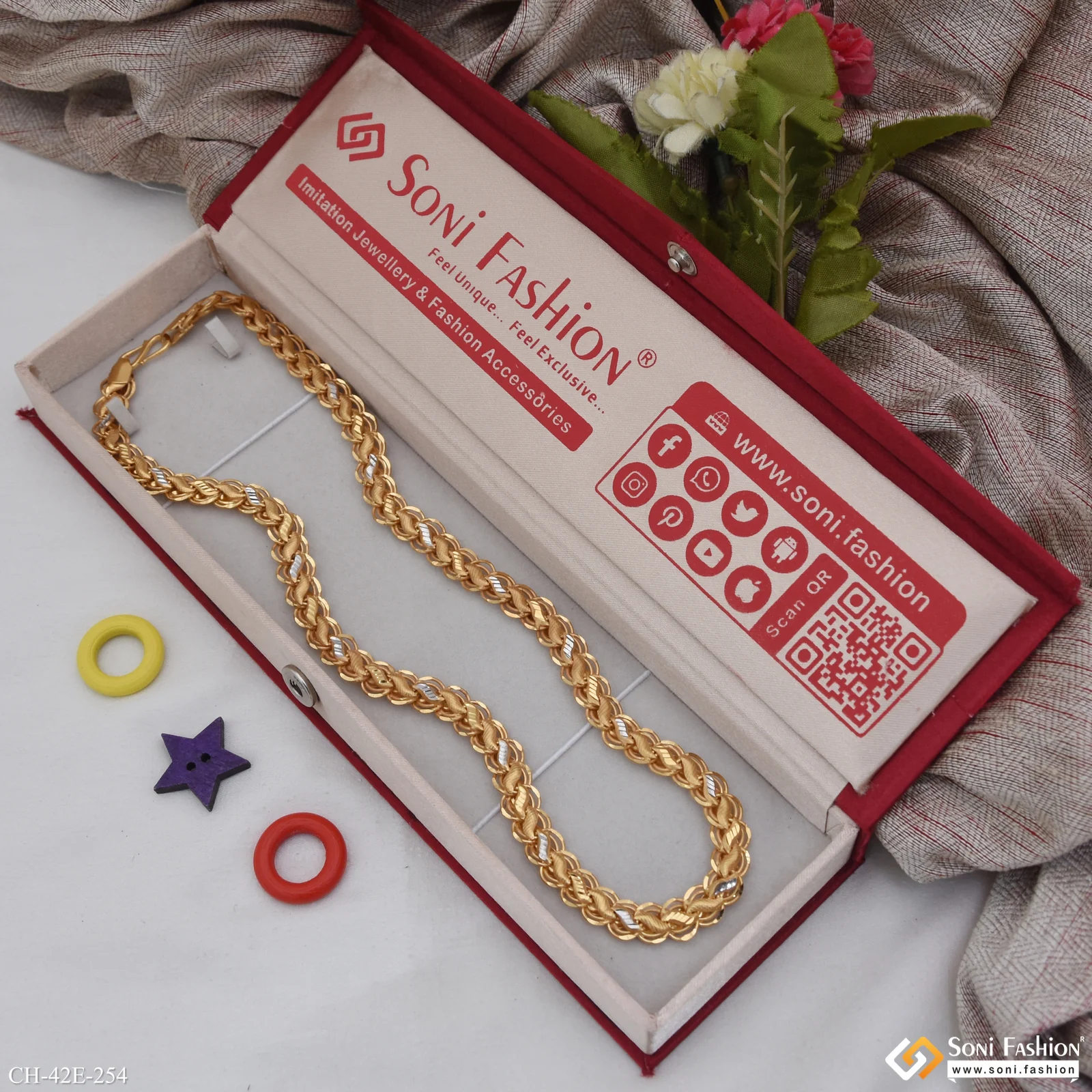 1 Gram Gold Plated Amazing Design Kohli Chain for Men - Style E254 - Image 3